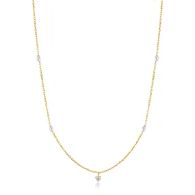 Ania Haie 14kt Gold Pearl and White Sapphire Necklace