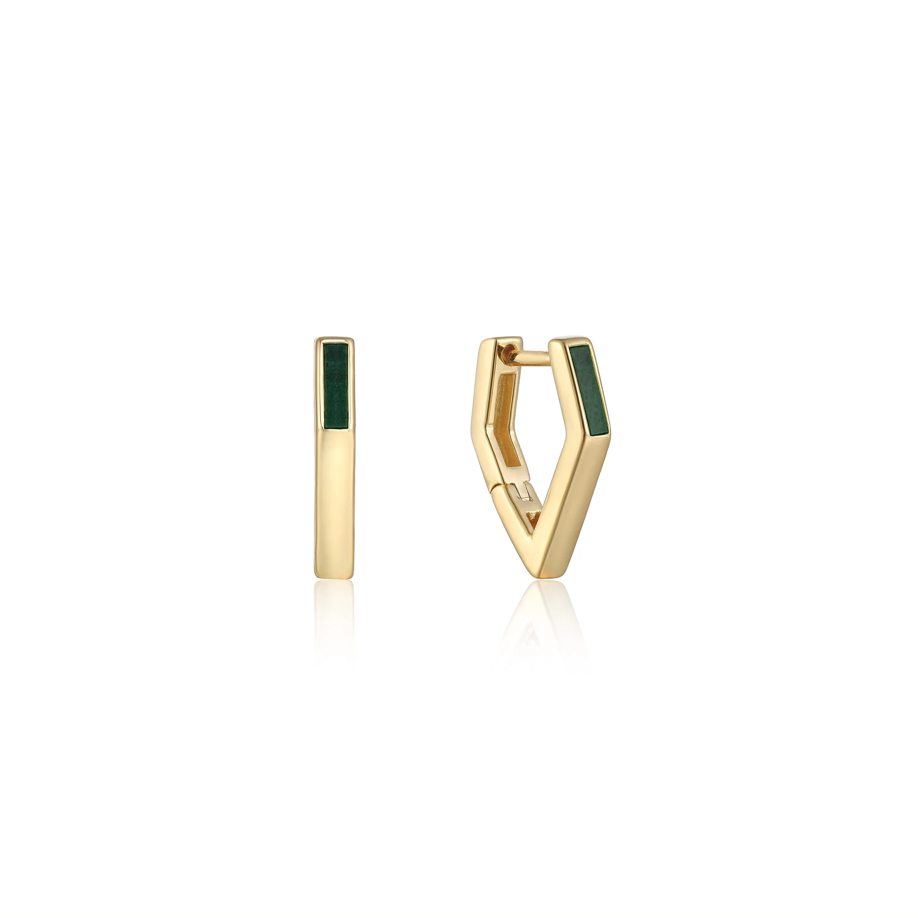 Ania Haie Gold Malachite Angular Hoop Earrings