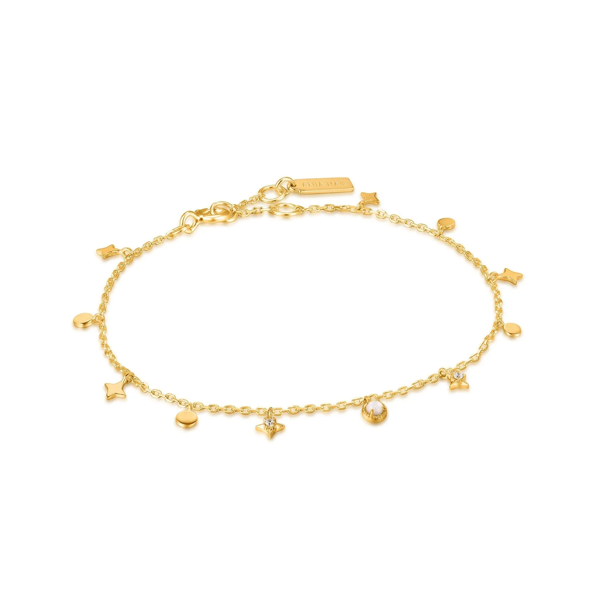 Ania Haie Gold Star Mother of Pearl Drop Anklet