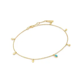 Ania Haie Gold Turquoise Drop Pendant Anklet F044-01G