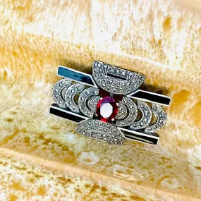 Antique Art Deco Sterling Silver 925 Marcasite Onyx Red Stone Brooch Pin 10.1g