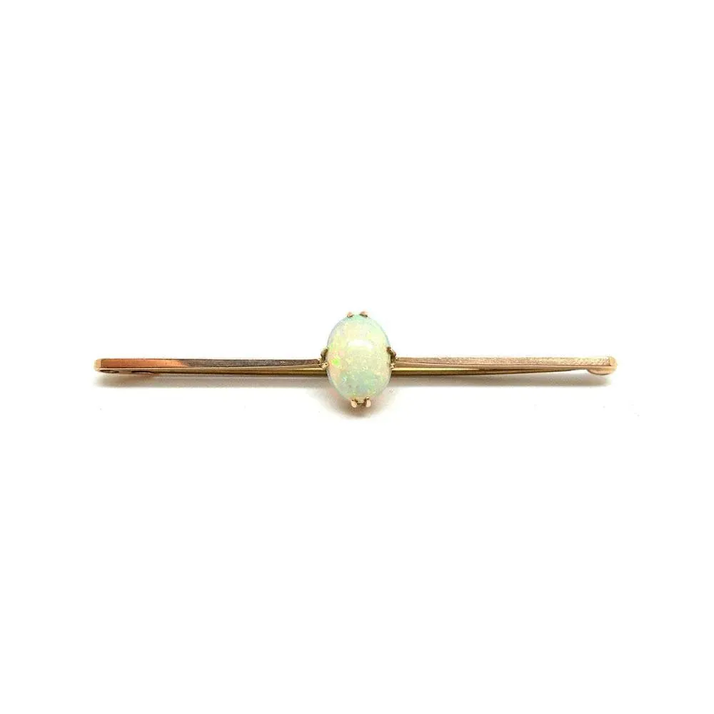 Antique Edwardian Opal 9ct Gold Bar Brooch