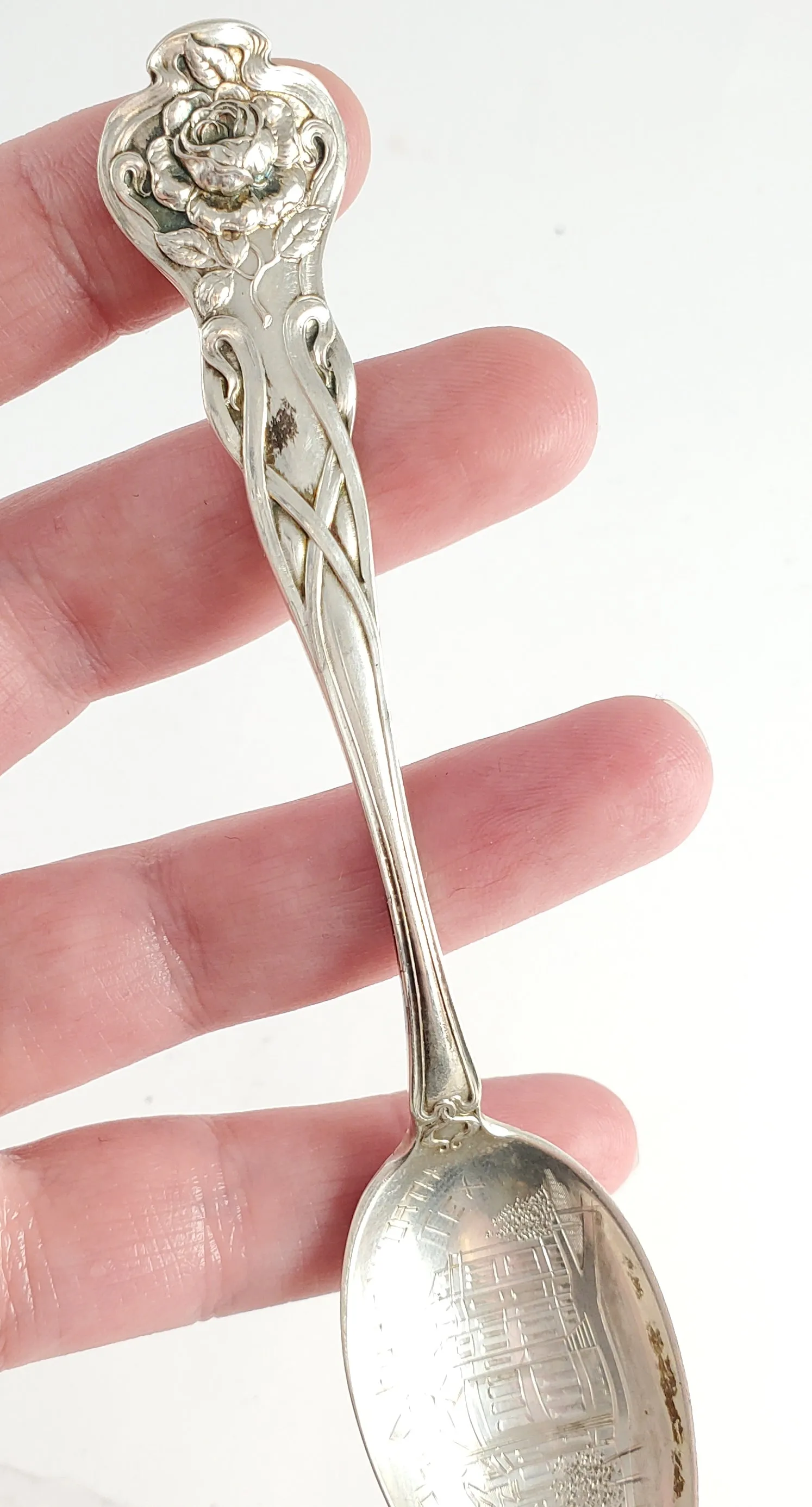 Antique Sterling Silver Watson Tea Rose Spoon Ring - Made to Order