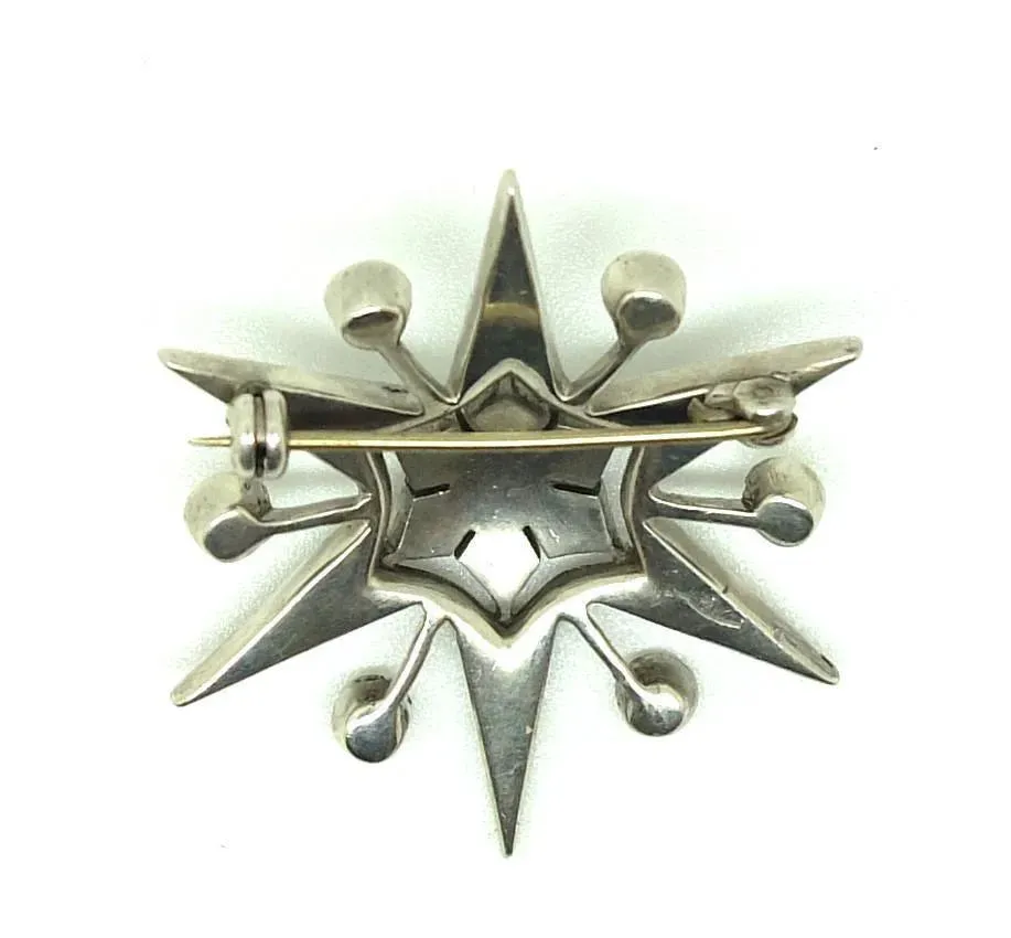 Antique Victorian Sterling Silver Paste Star Brooch