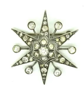 Antique Victorian Sterling Silver Paste Star Brooch