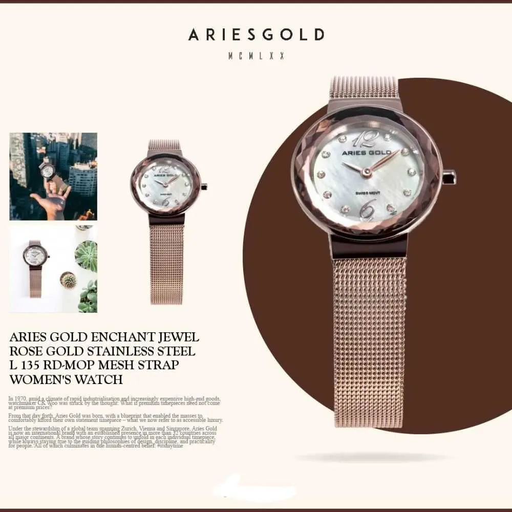 ARIES GOLD ENCHANT JEWEL L 135 RD-MOP MESH STRAP WOMEN'S WATCH