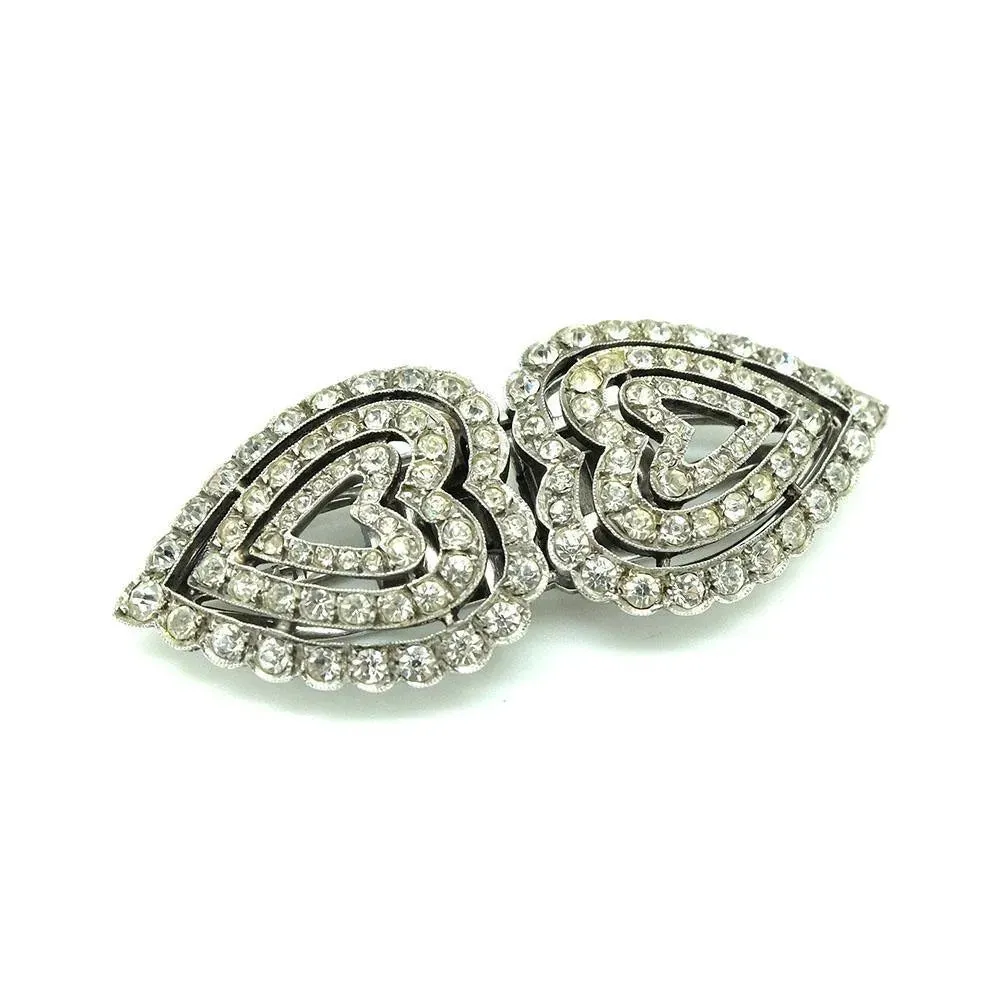 Art Deco 1920s Heart Duette Dress Clips Brooch