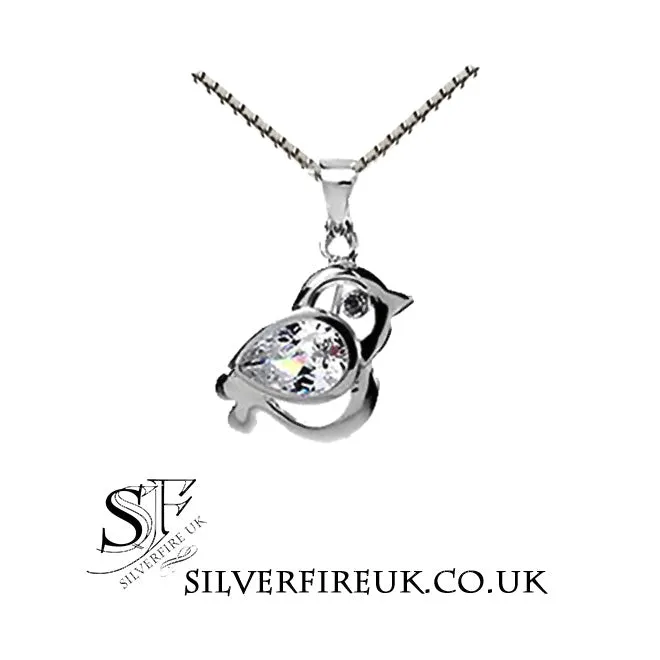 Baby Bird Necklace With Crystal Zirconia Wing