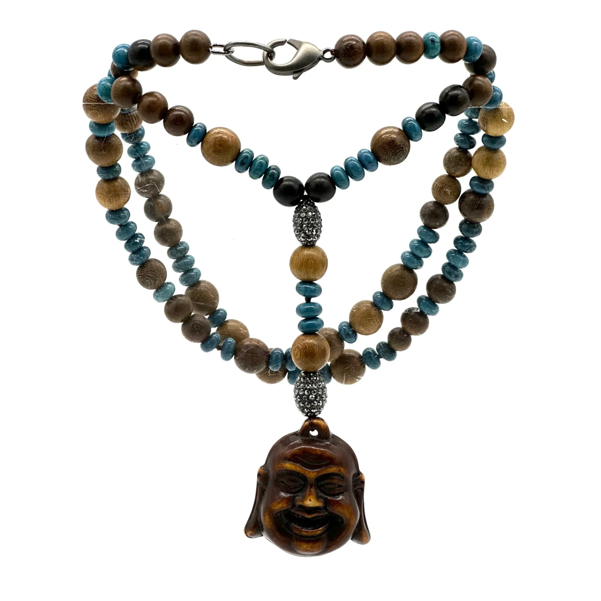 Beaded Brown wood Buddha Necklace