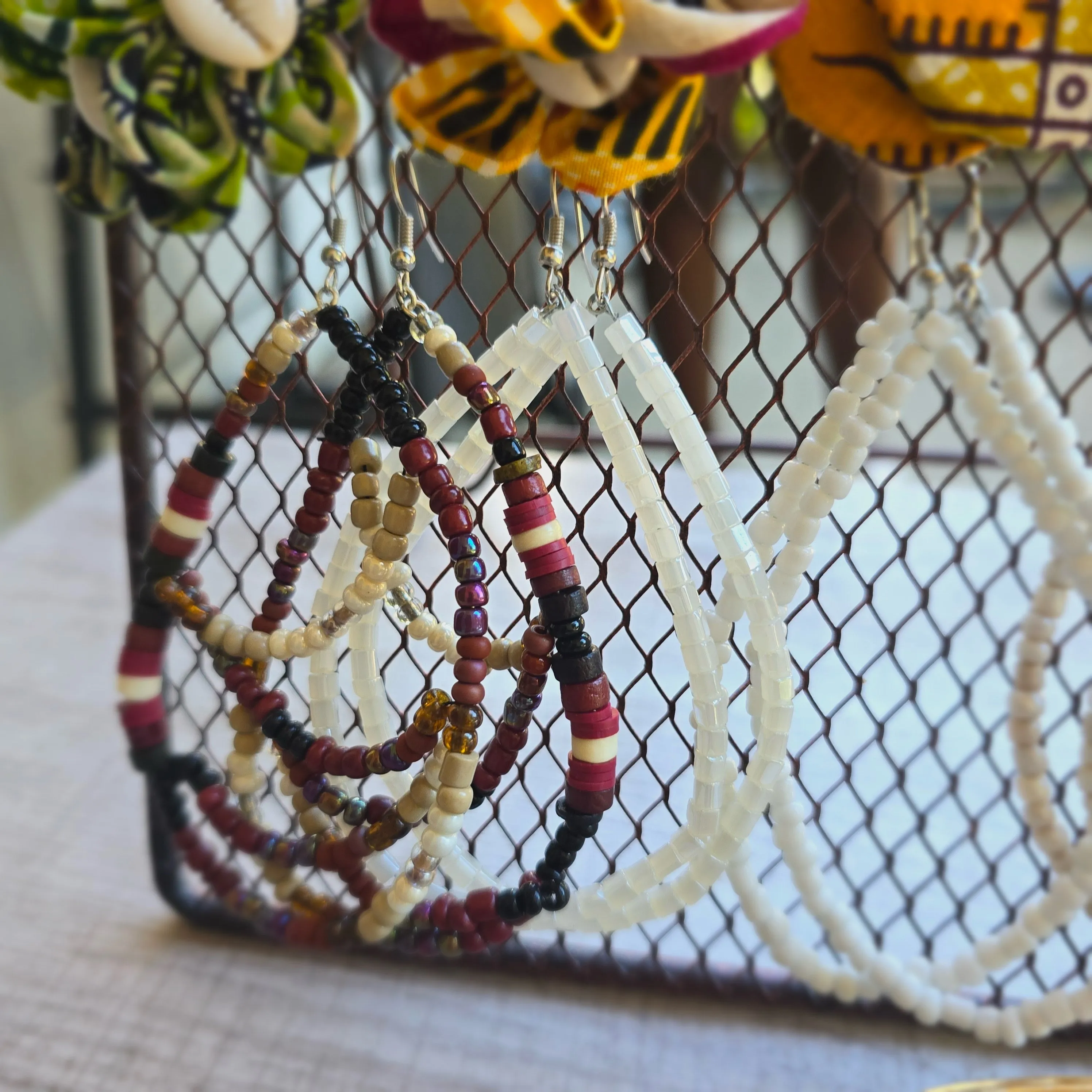 Beaded Earrings - White