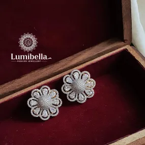 Big Floral American Diamond Earrings