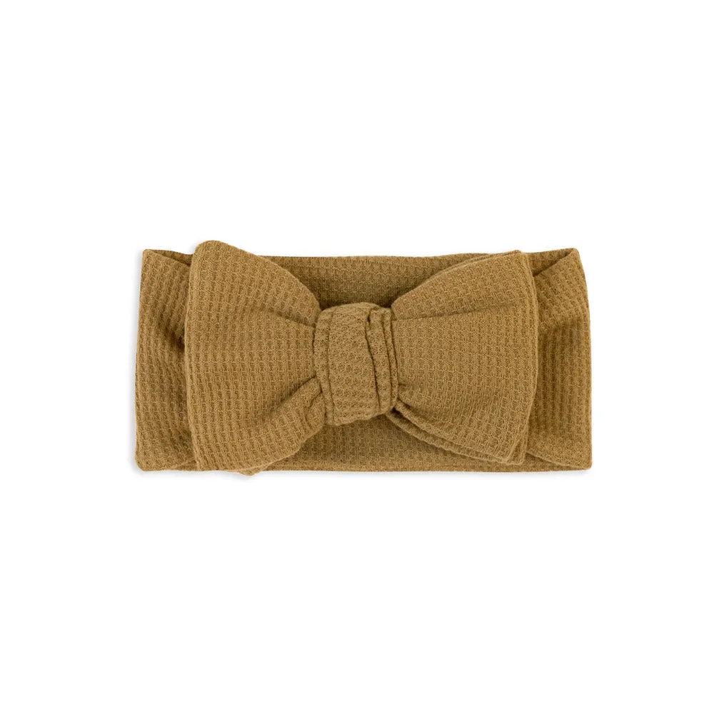 Big Waffle Bow Headband - Tan