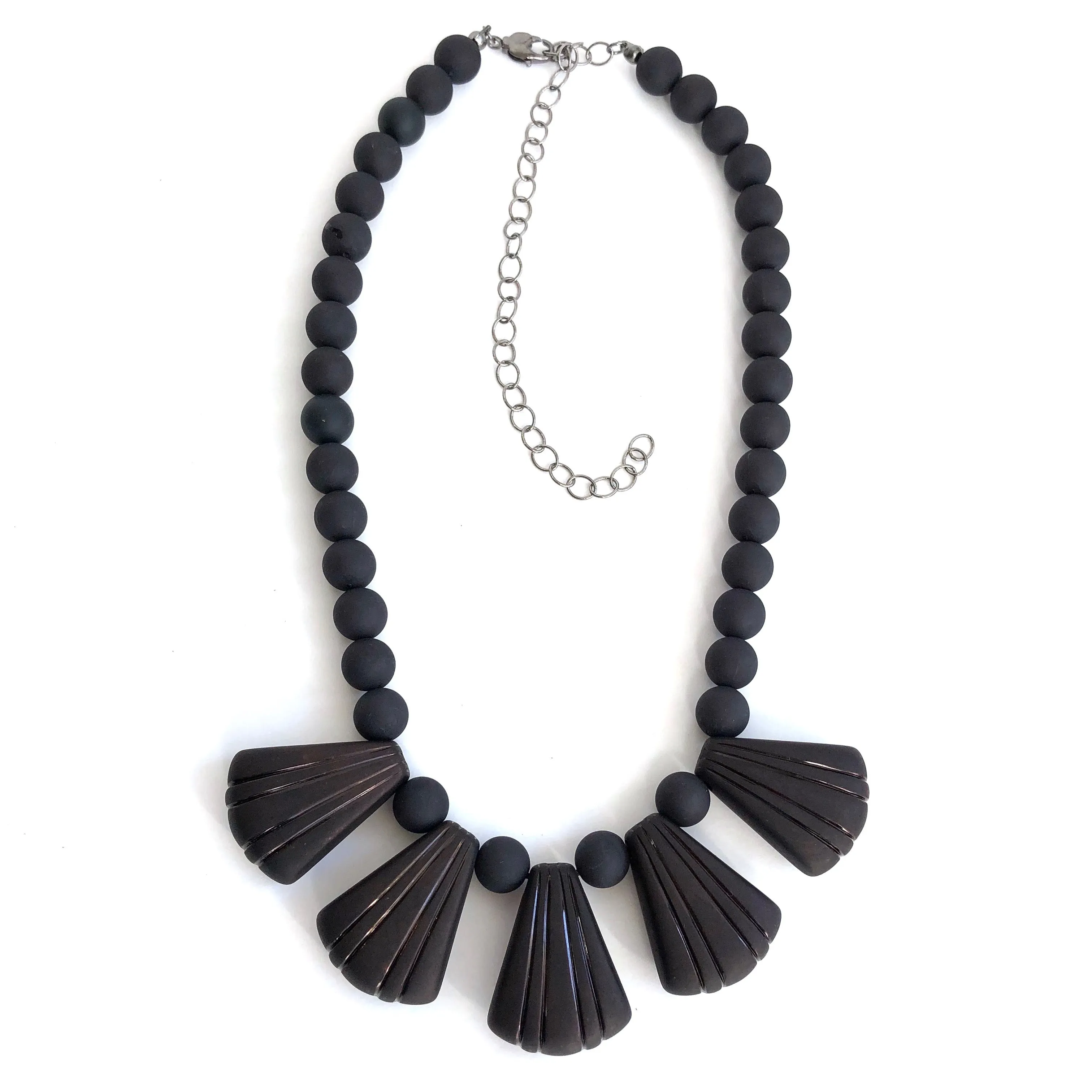 Black Art Deco Frosted Lucite Collar Necklace