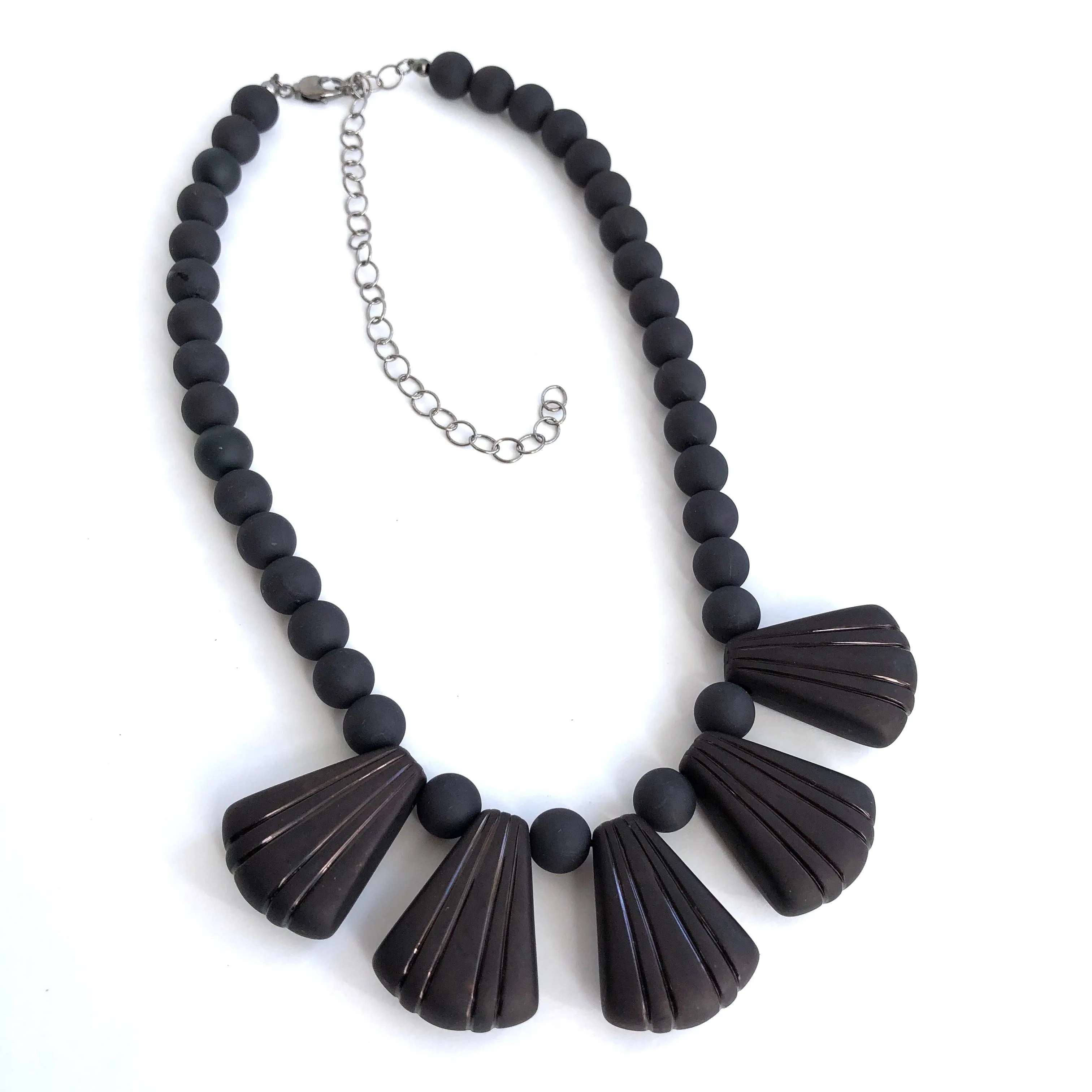 Black Art Deco Frosted Lucite Collar Necklace