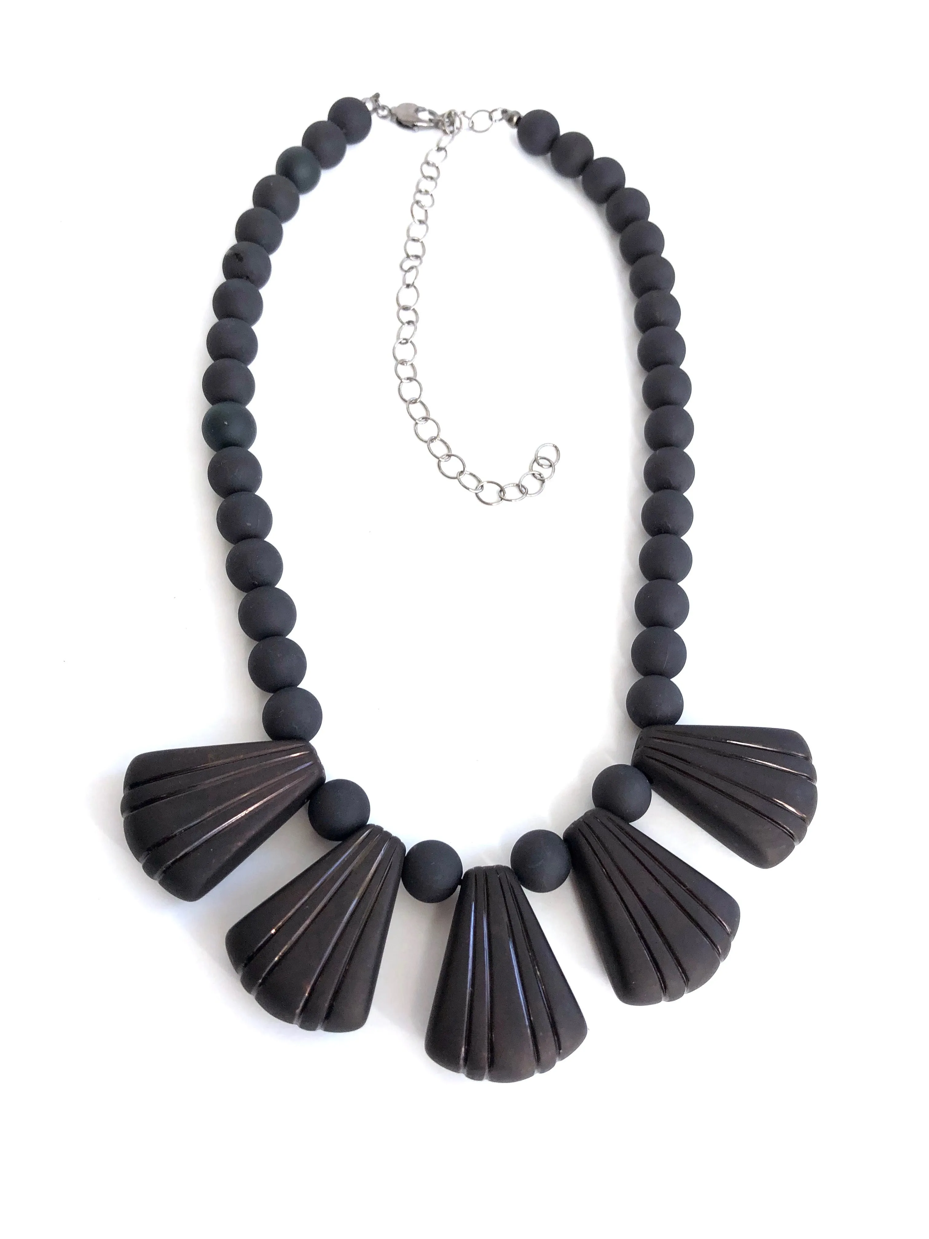 Black Art Deco Frosted Lucite Collar Necklace