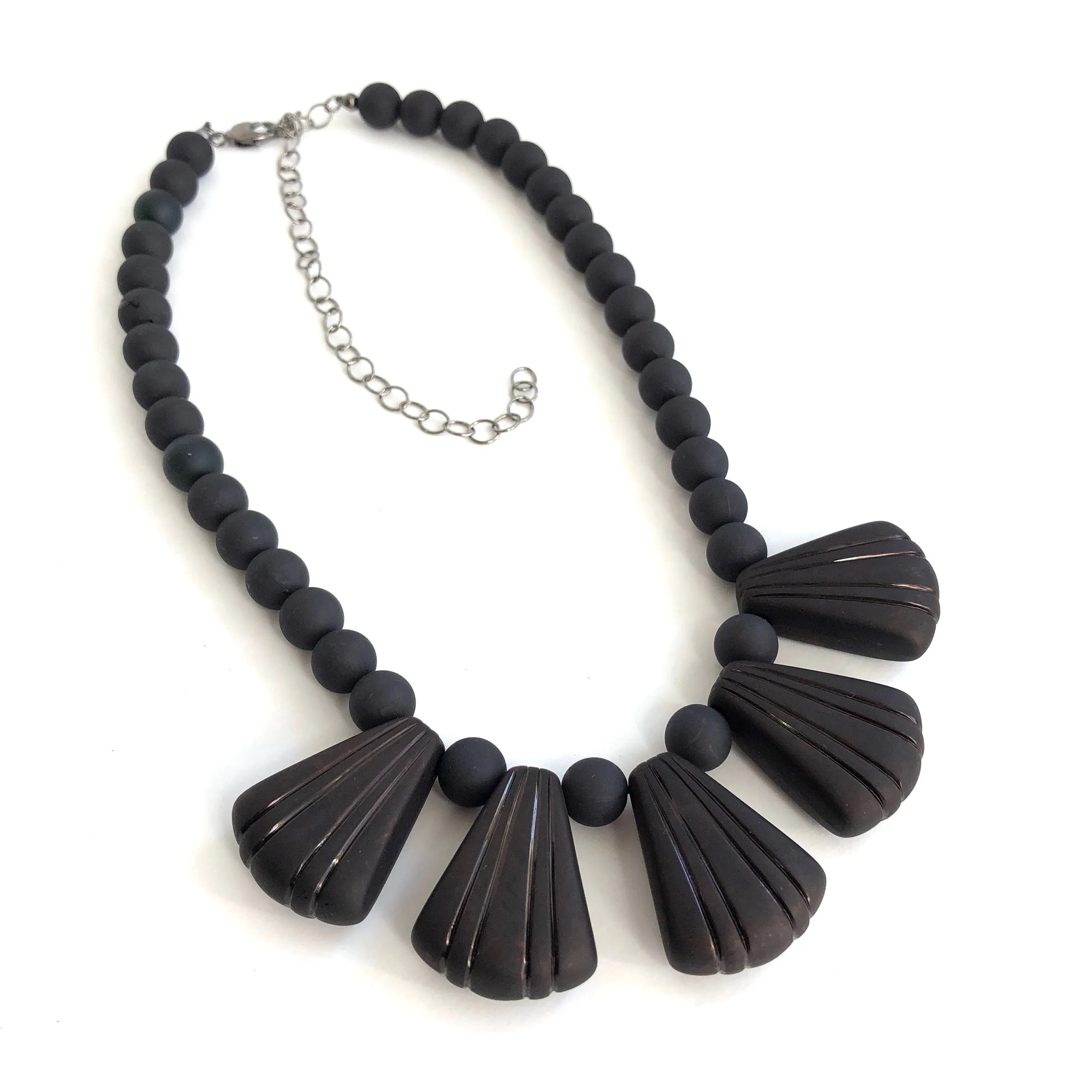 Black Art Deco Frosted Lucite Collar Necklace