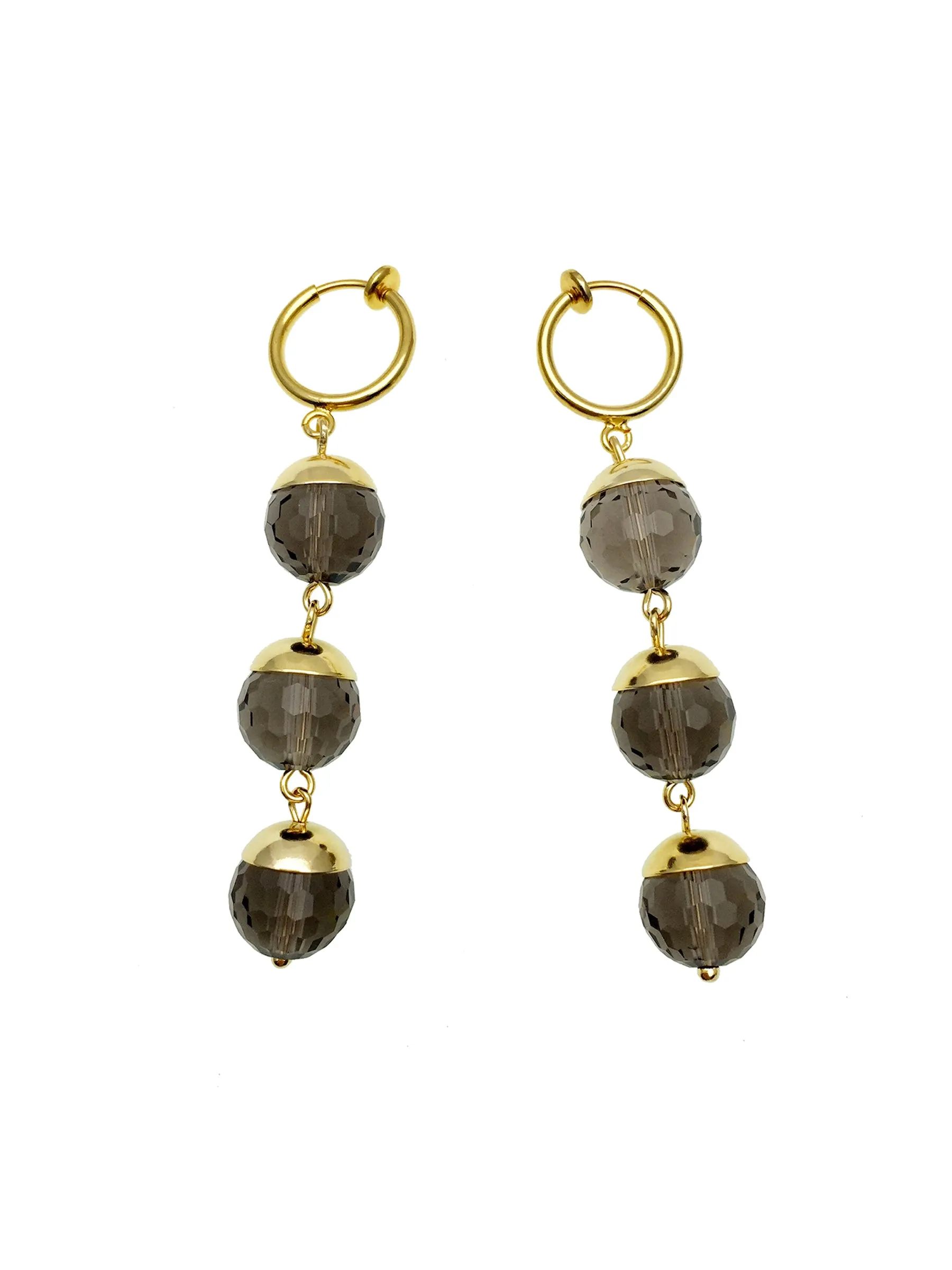 Black Smoky Quartz Clip-on Earrings AE018