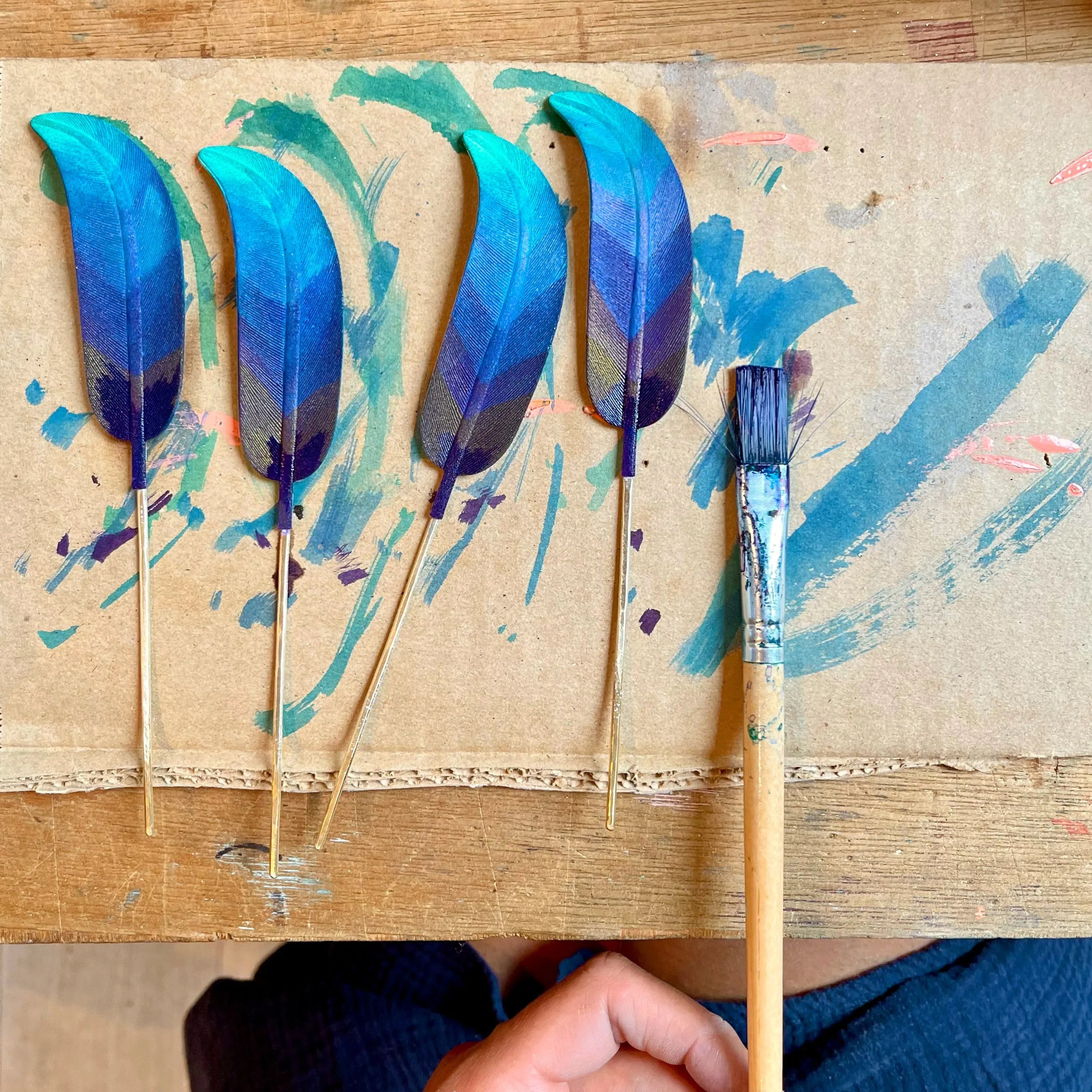 Blue Feather Hairpin