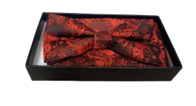 Bow Tie Set (Bow Tie & Pocket Square) Red Paisley