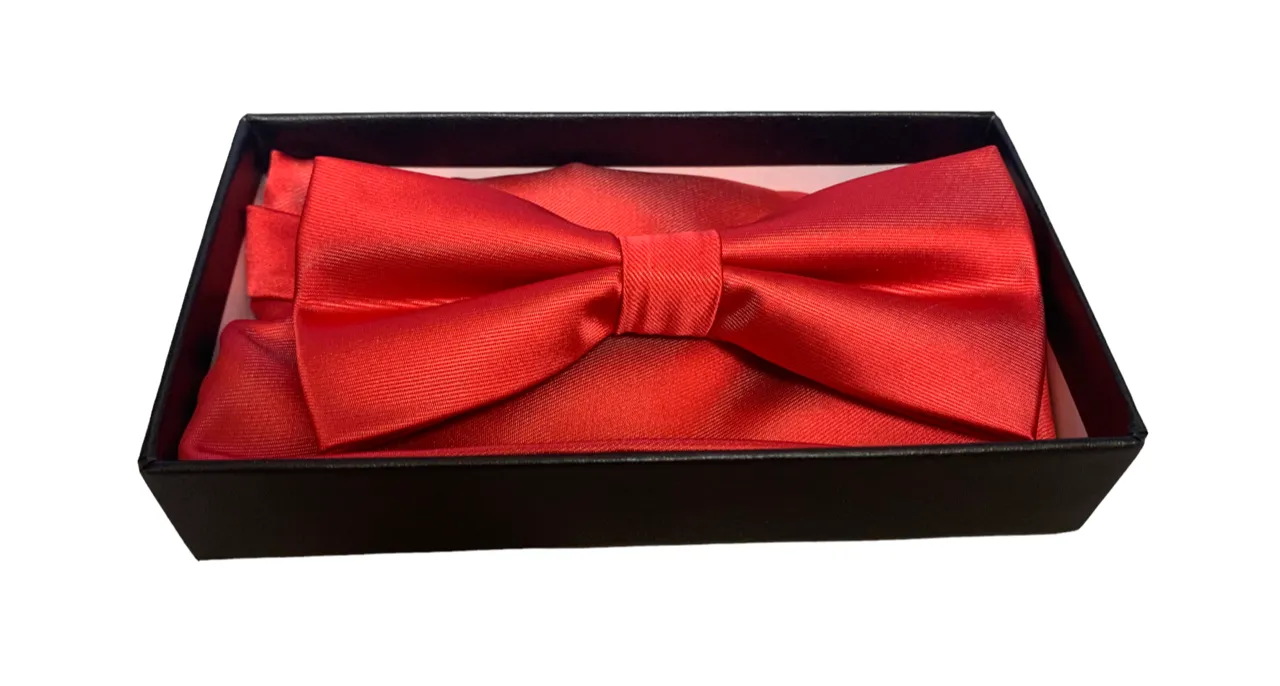 Bow Tie Set (Bow Tie & Pocket Square), Red