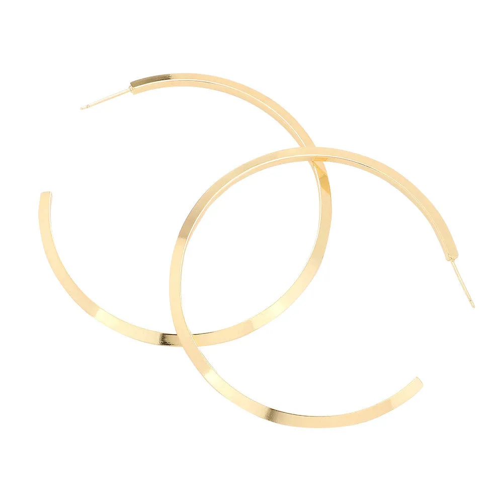 Brass Metal Hoop Earrings (2.3Inch)