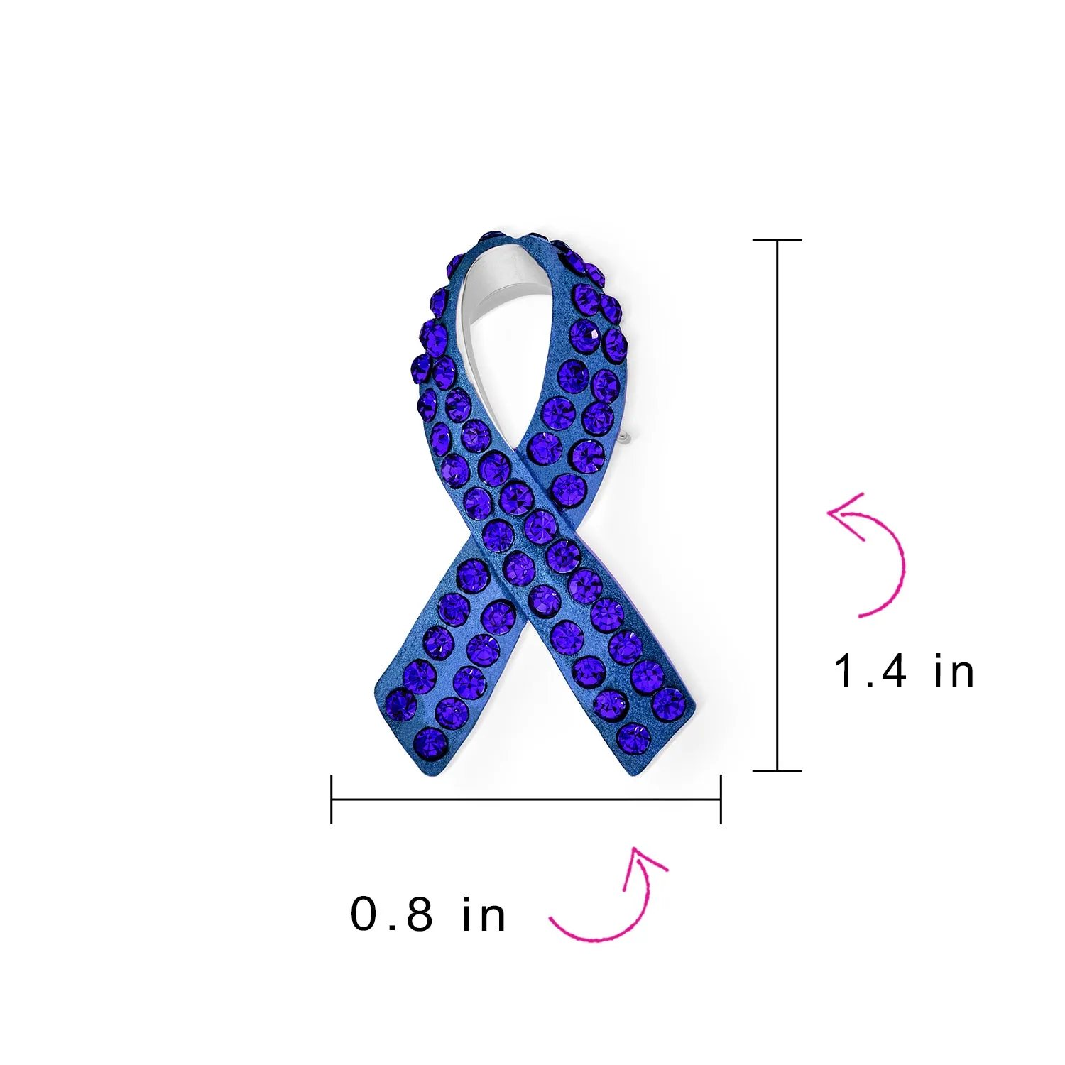 Cancer Awareness Ribbon Brooch Pin Silver Blue Pink Purple Crystal Enamel