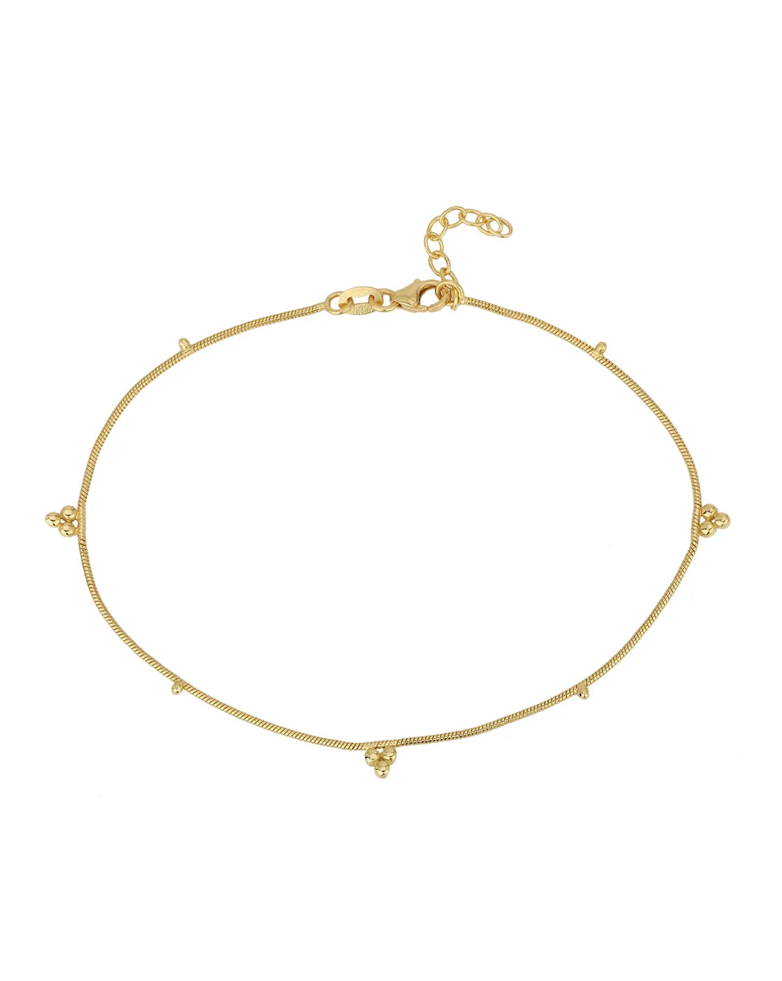 Carlton London 18Kt Gold Plated Minimal Beaded Anklet