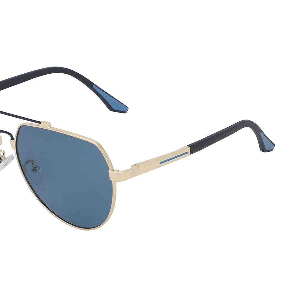 Carlton London Premium Gold & Blue Toned Polarised And Uv Protected Lens Aviator Sunglasses For Men