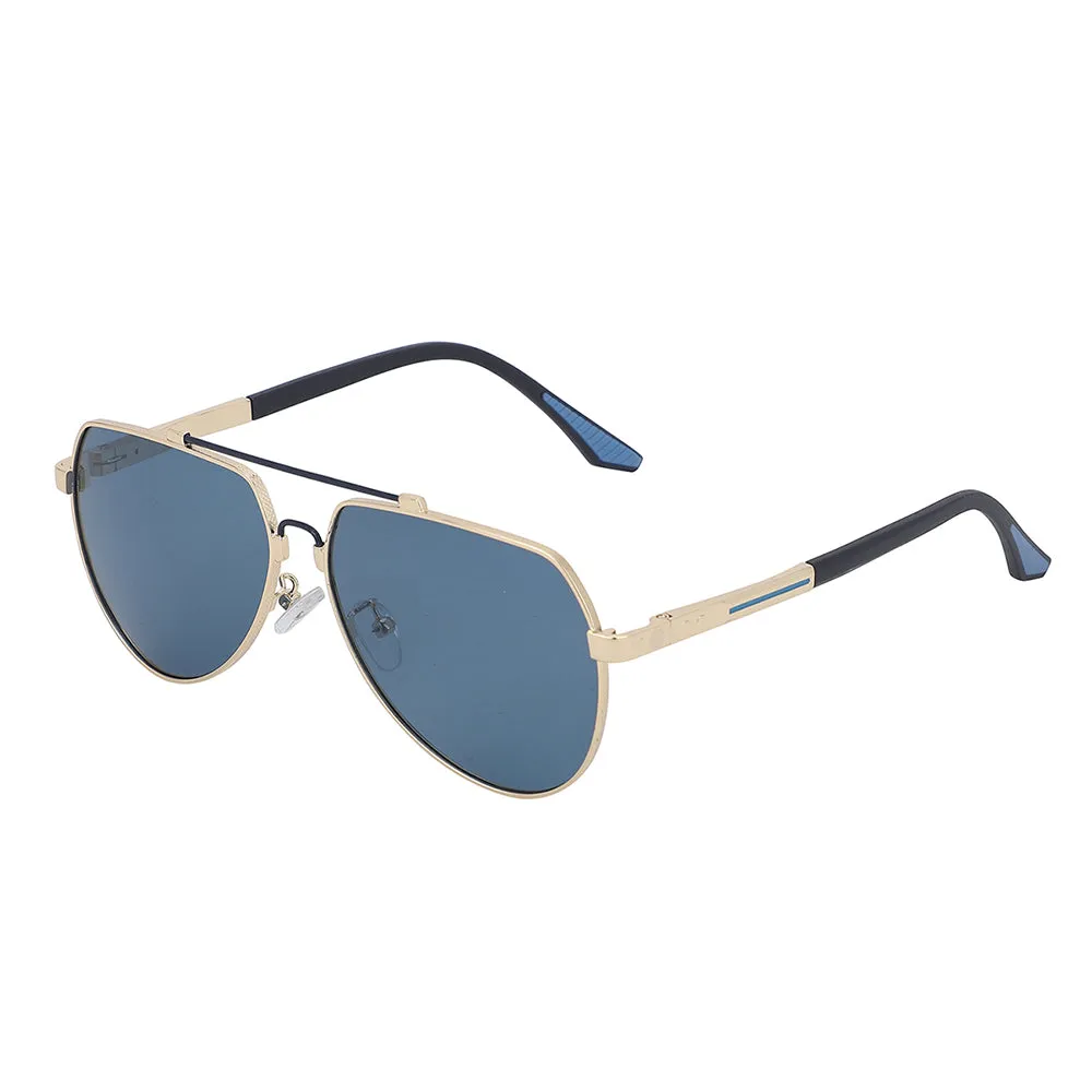 Carlton London Premium Gold & Blue Toned Polarised And Uv Protected Lens Aviator Sunglasses For Men