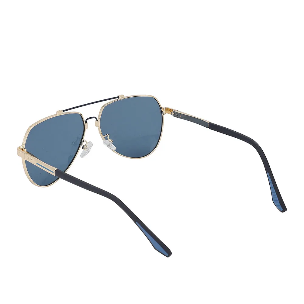 Carlton London Premium Gold & Blue Toned Polarised And Uv Protected Lens Aviator Sunglasses For Men