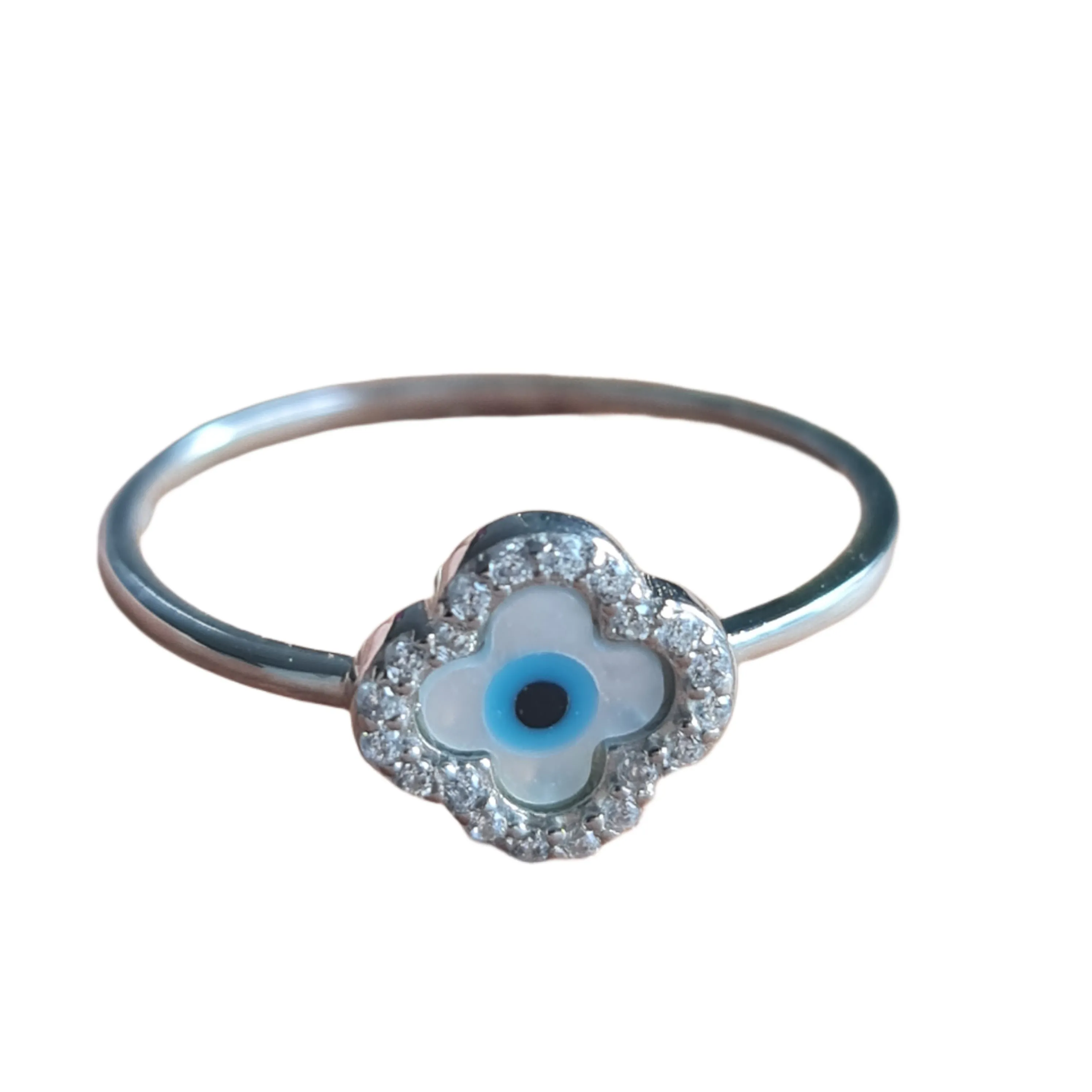 Cassie Clover Cross Evil Eye Ring