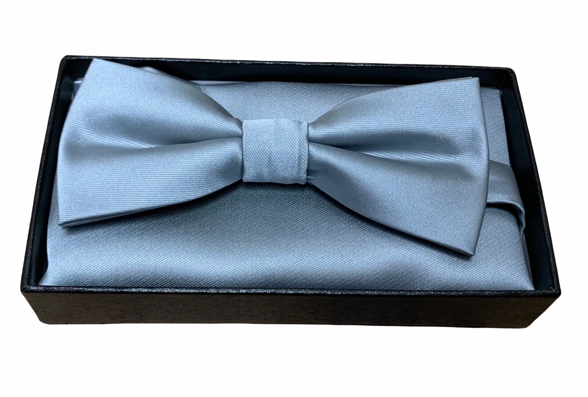 CASWELL'S BOW TIE & POCKET SQUARE SET SILVER