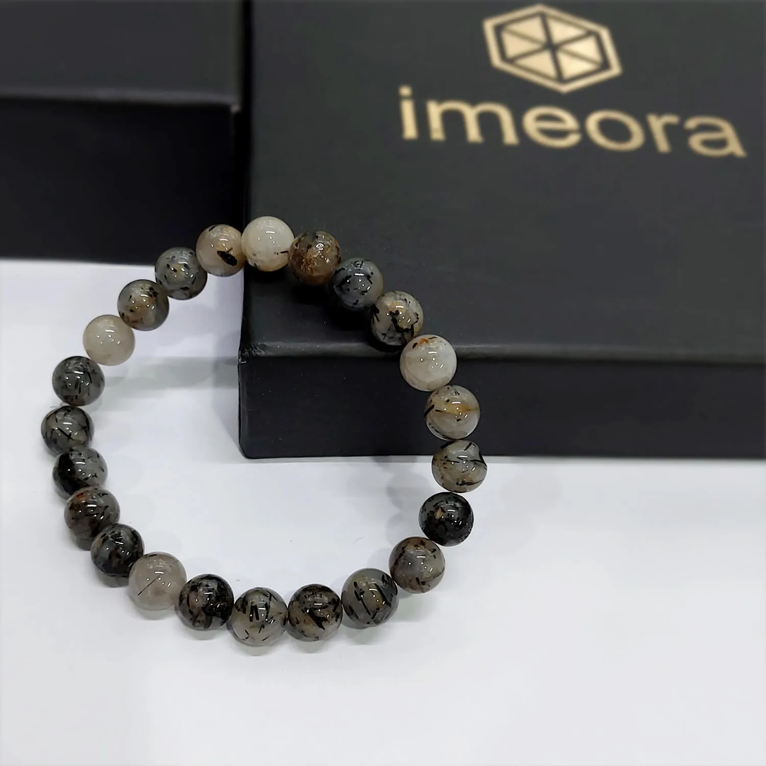 Certified Black Rutile 8mm Natural Stone Bracelet