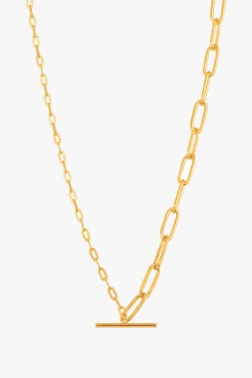 Chain Reaction T Bar 40cm Gold Necklace EOL