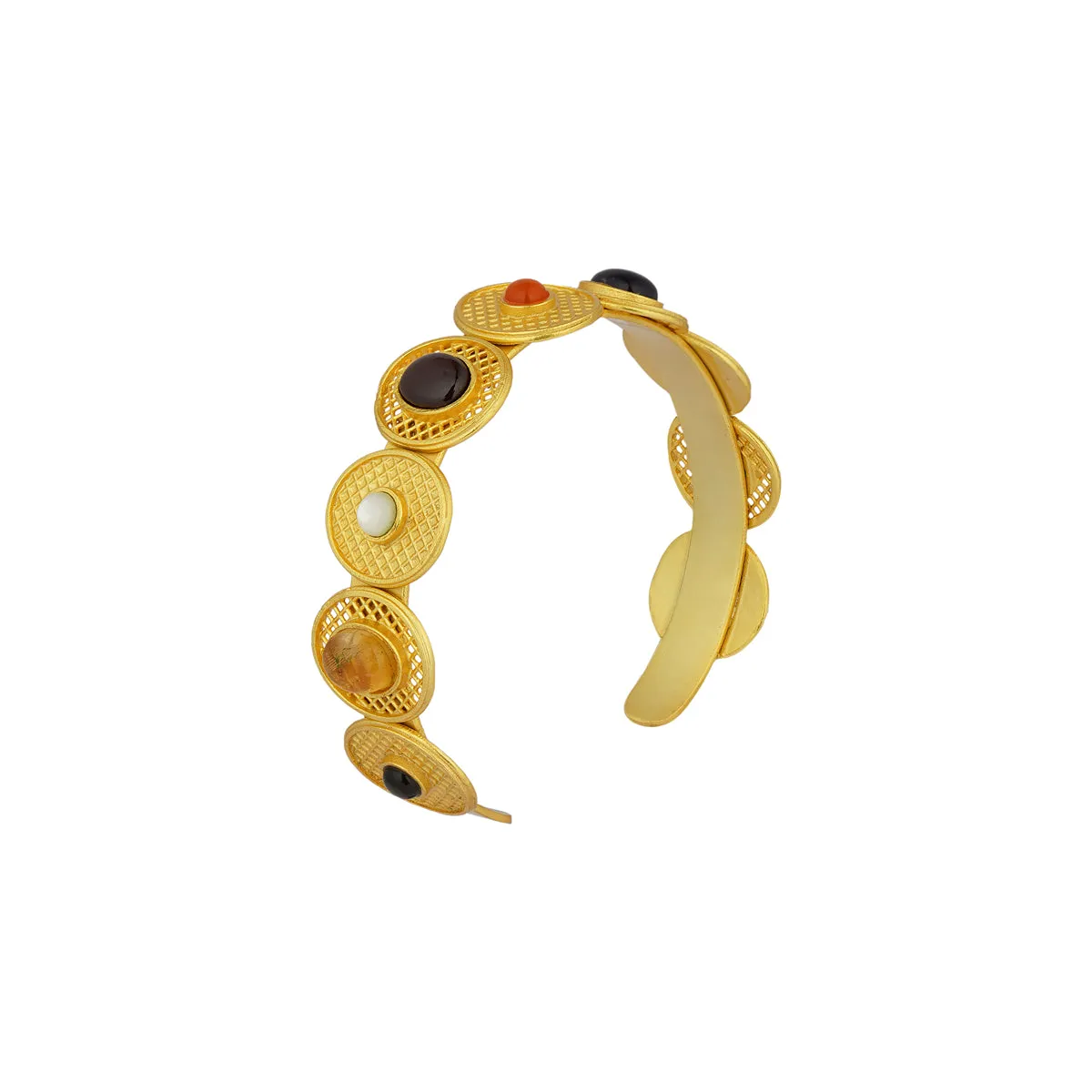 Colour Story Navratan Cuff Bracelet