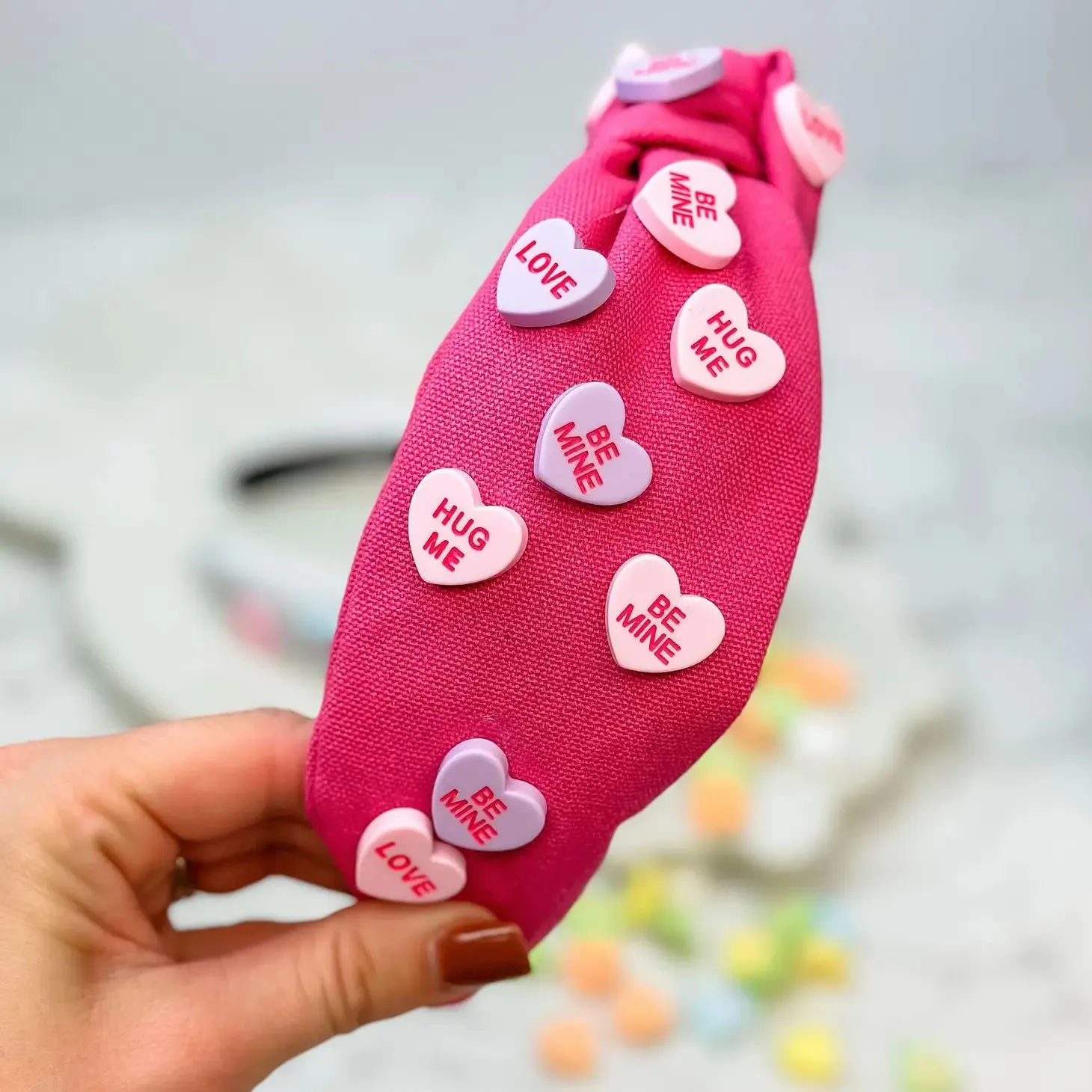 Conversation Heart Headband Fuchsia