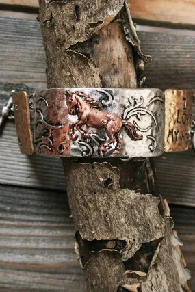 Country Girl Cowgirl Born To Ride Metal Bracelet