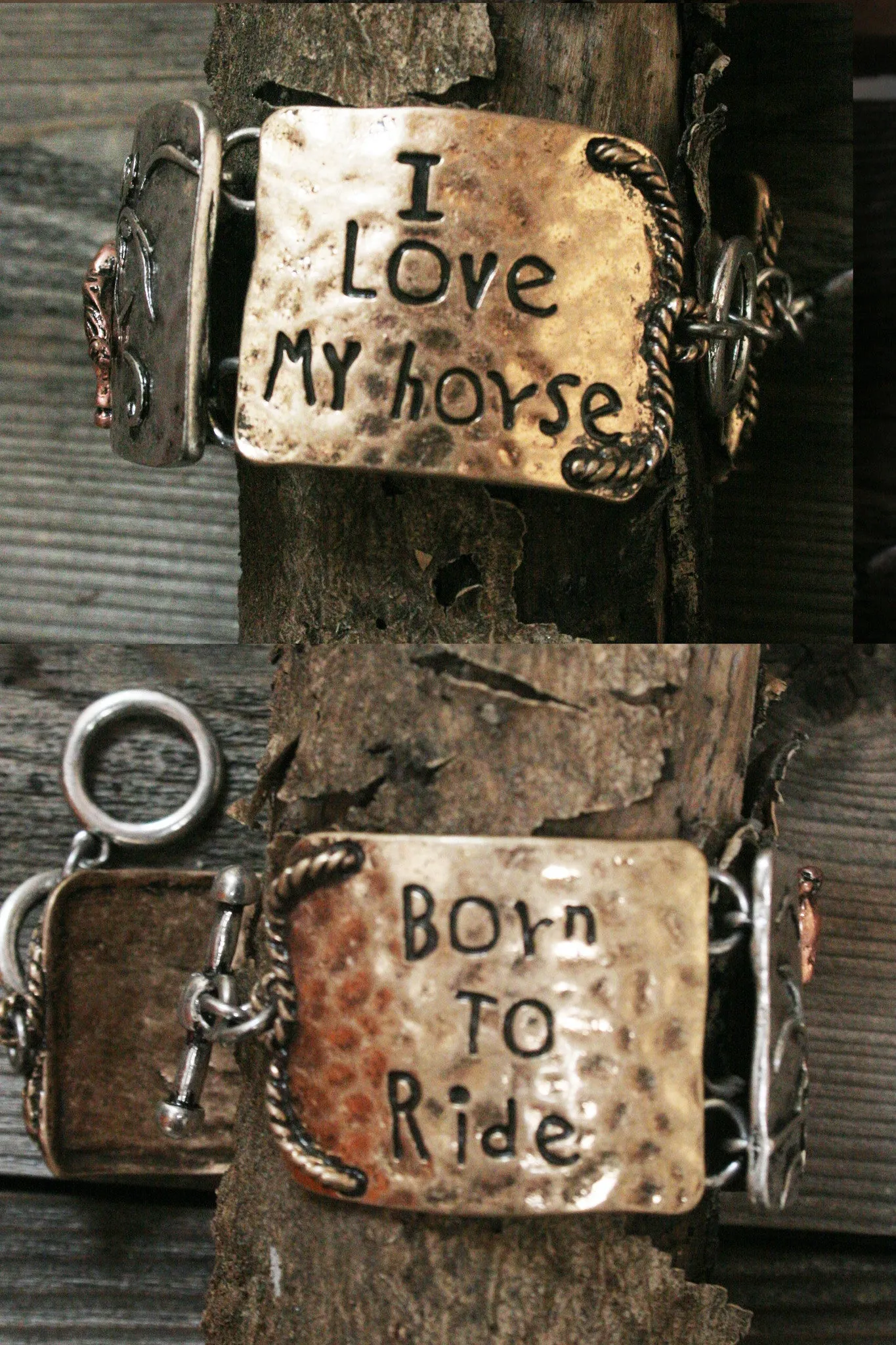 Country Girl Cowgirl Born To Ride Metal Bracelet