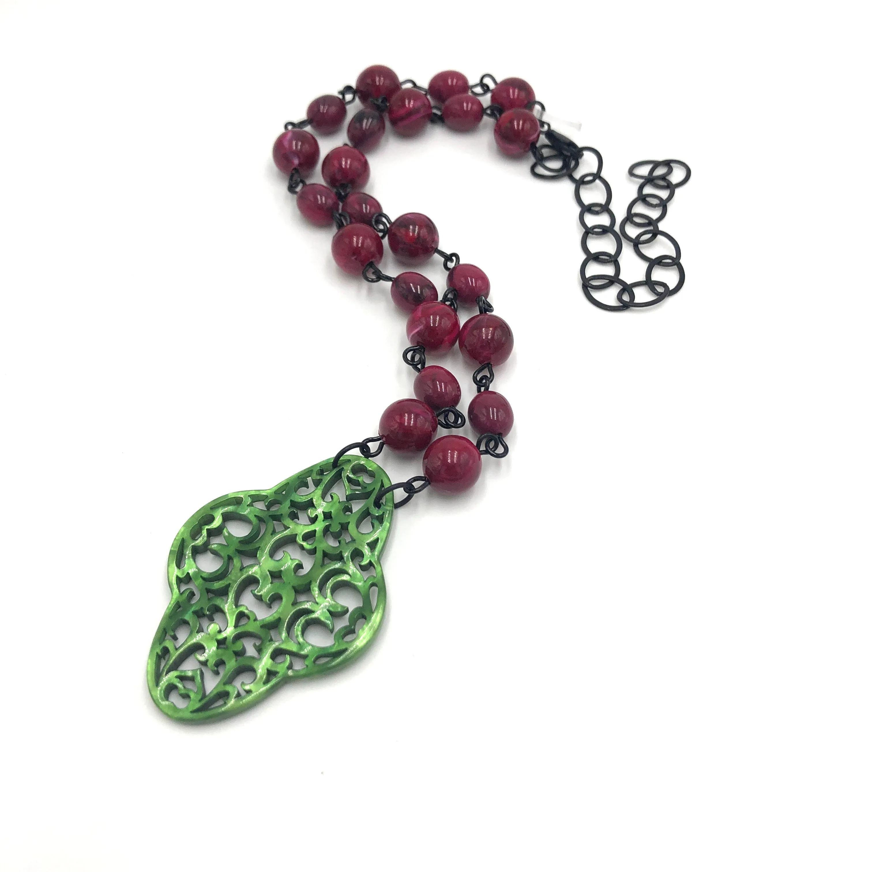 Cranberry & Emerald Aleta Necklace