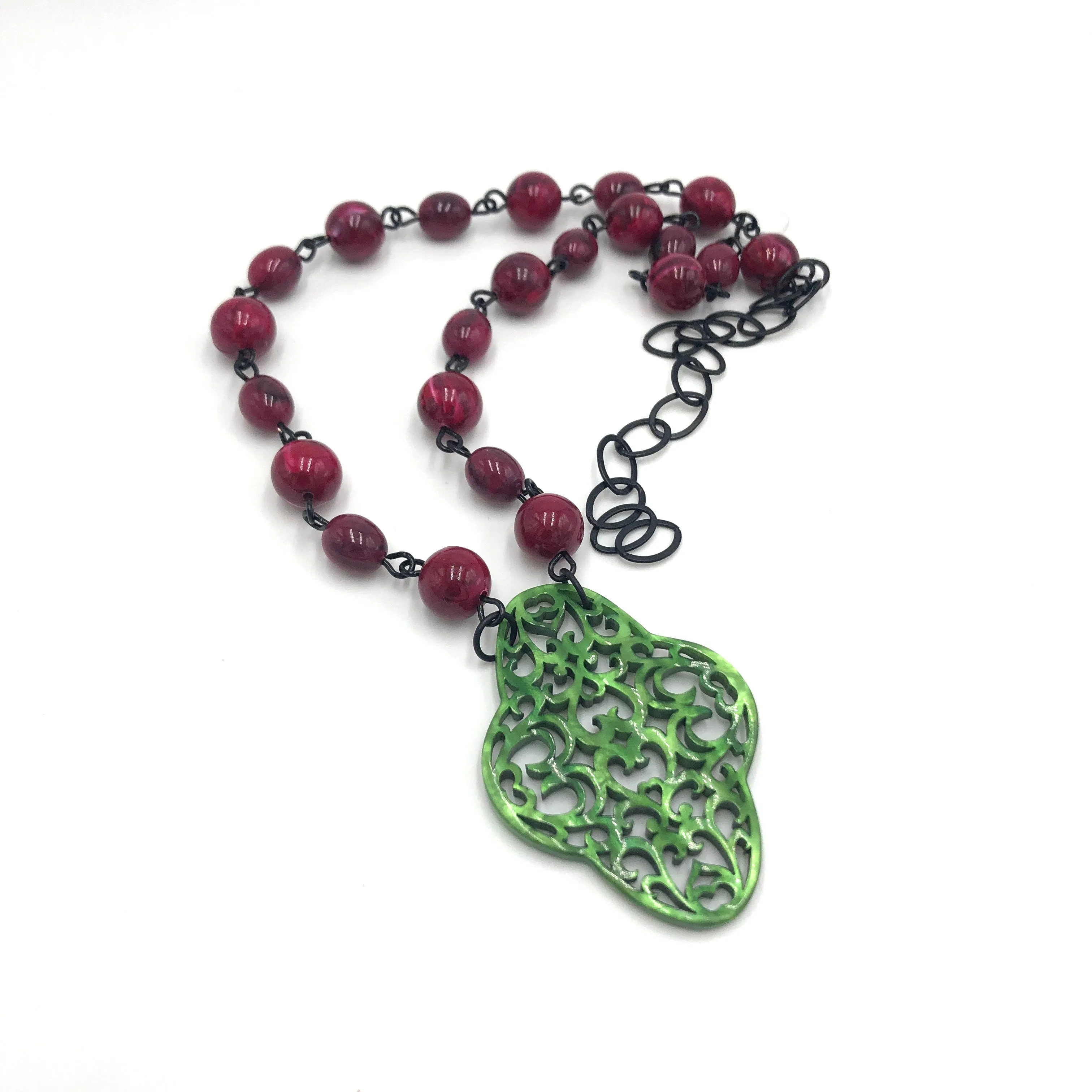 Cranberry & Emerald Aleta Necklace