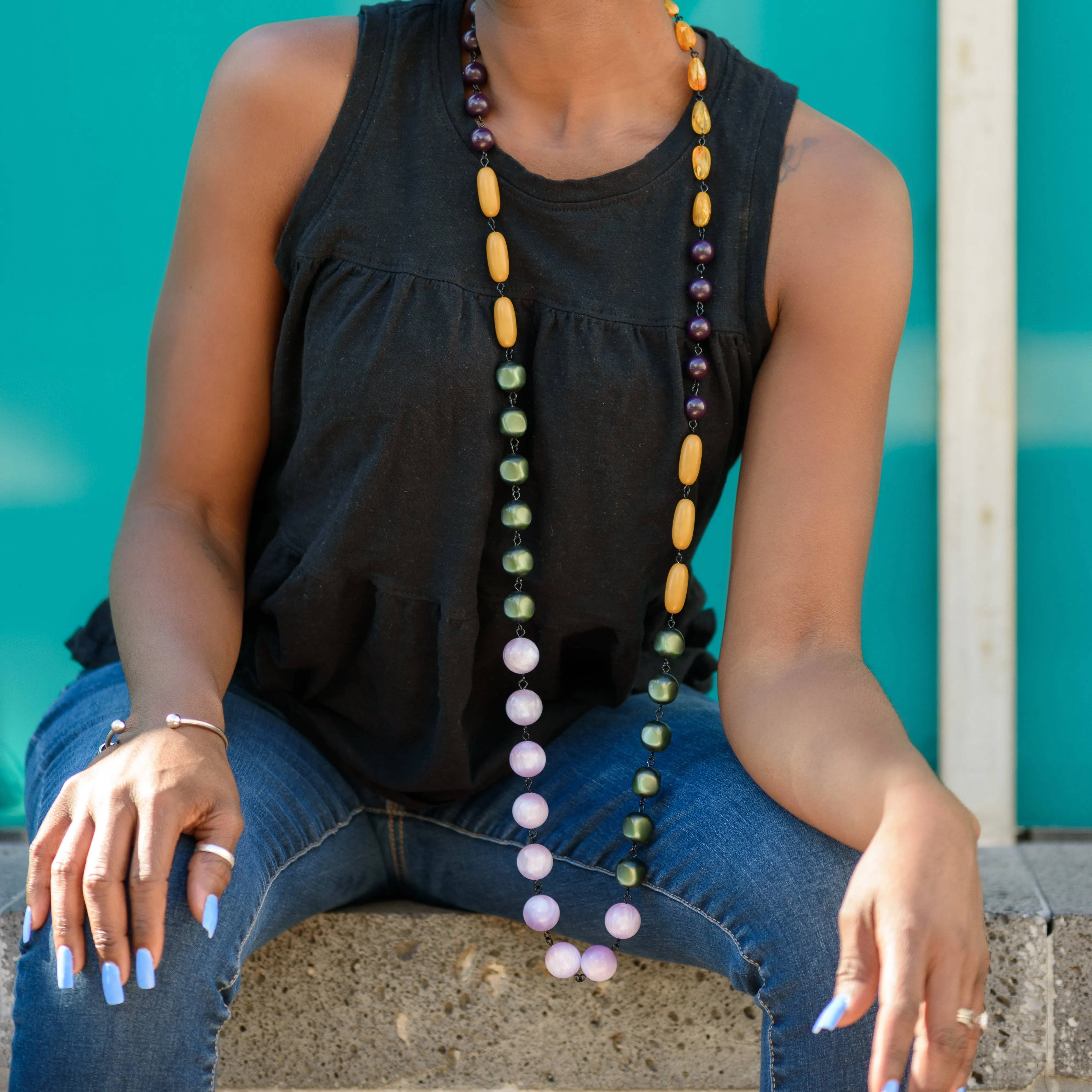 Cranberry Grey & Copper Rope Necklace