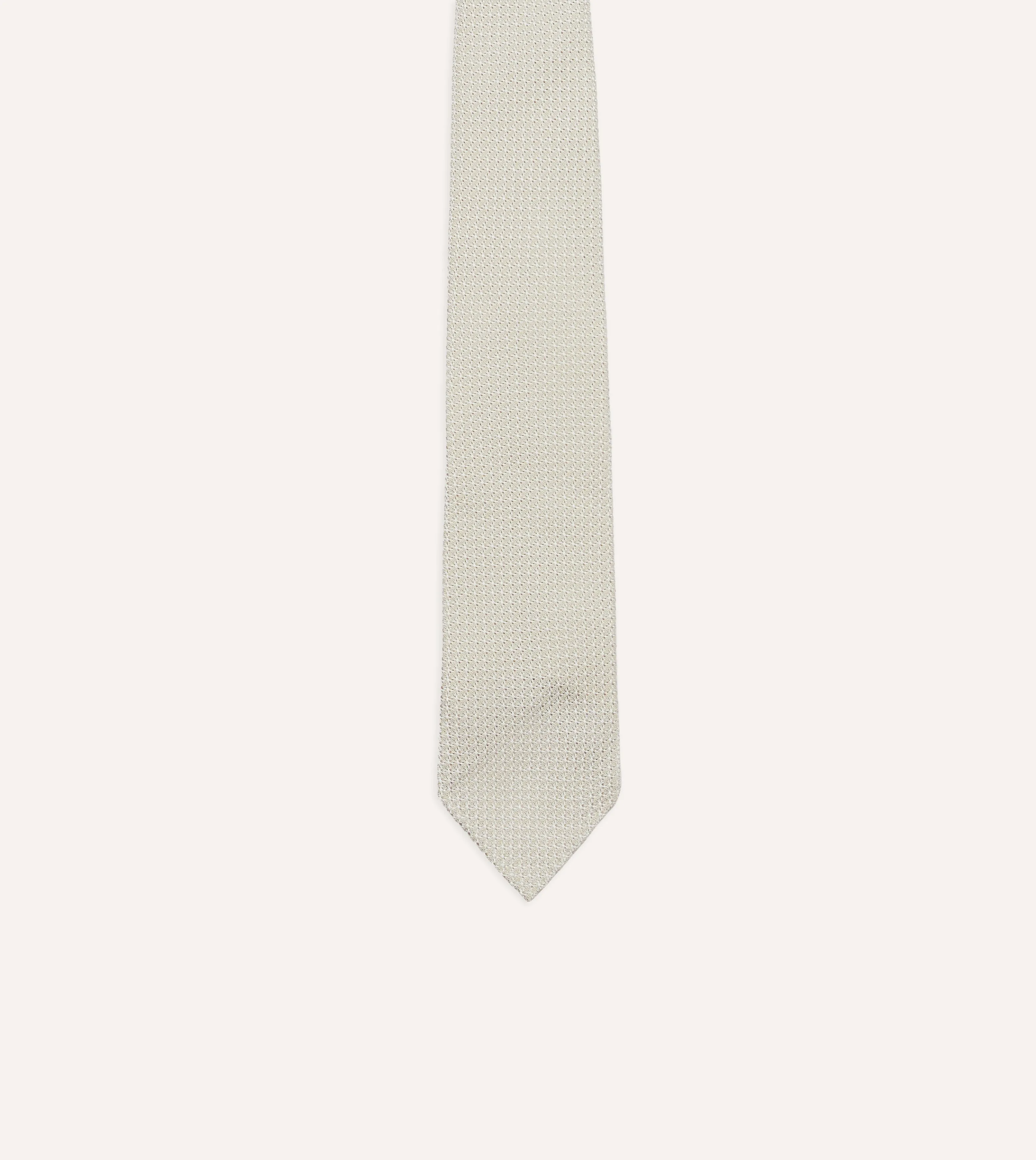 Cream Hand Rolled Large Knot Grenadine Tie