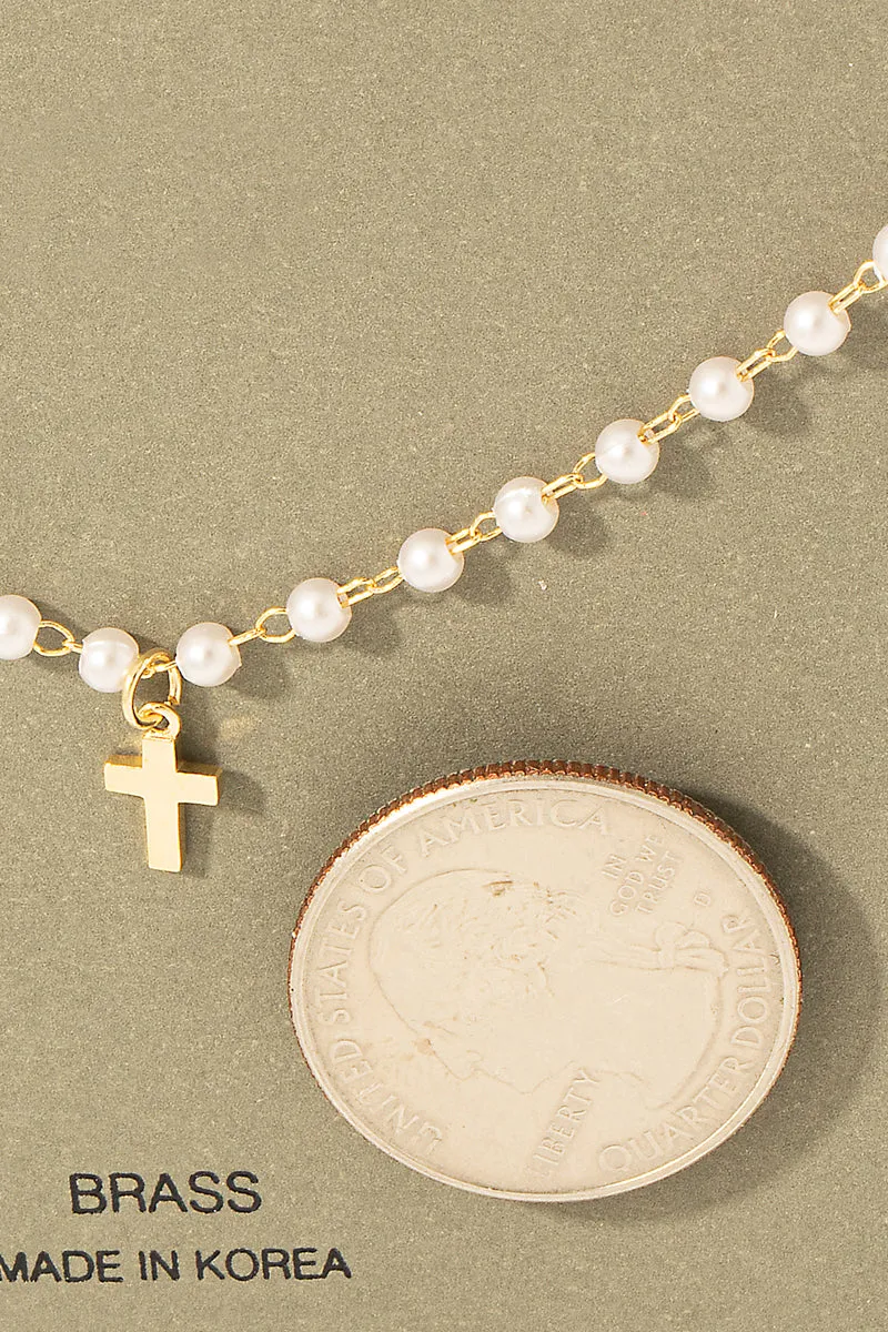 Cross Pearl Beaded Necklace