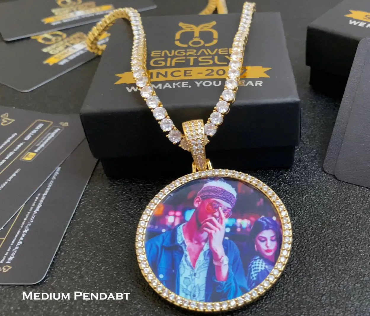 Custom Photo Medallion Necklace- Plating Of Gold Medallion Necklace