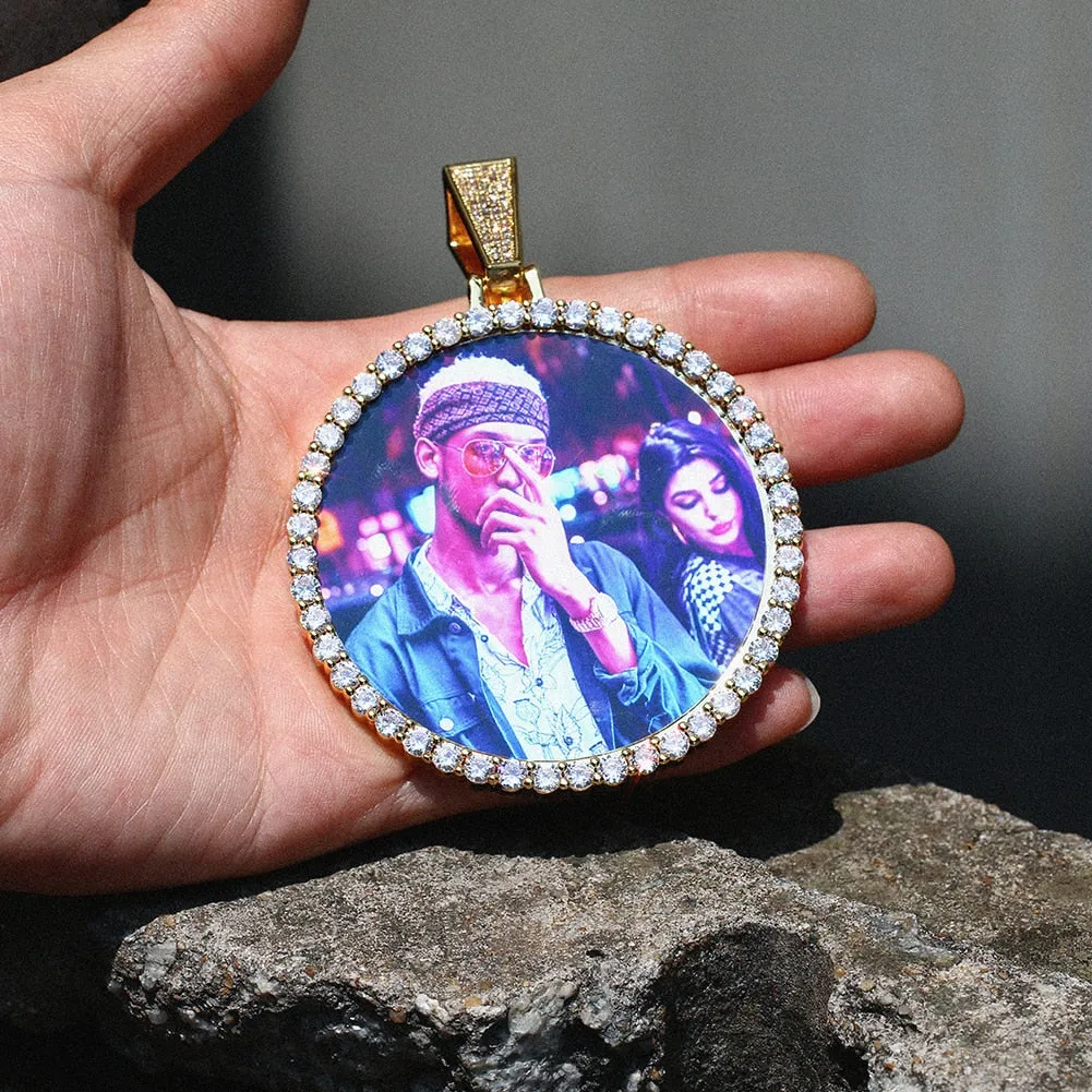 Custom Photo Medallion Necklace- Plating Of Gold Medallion Necklace