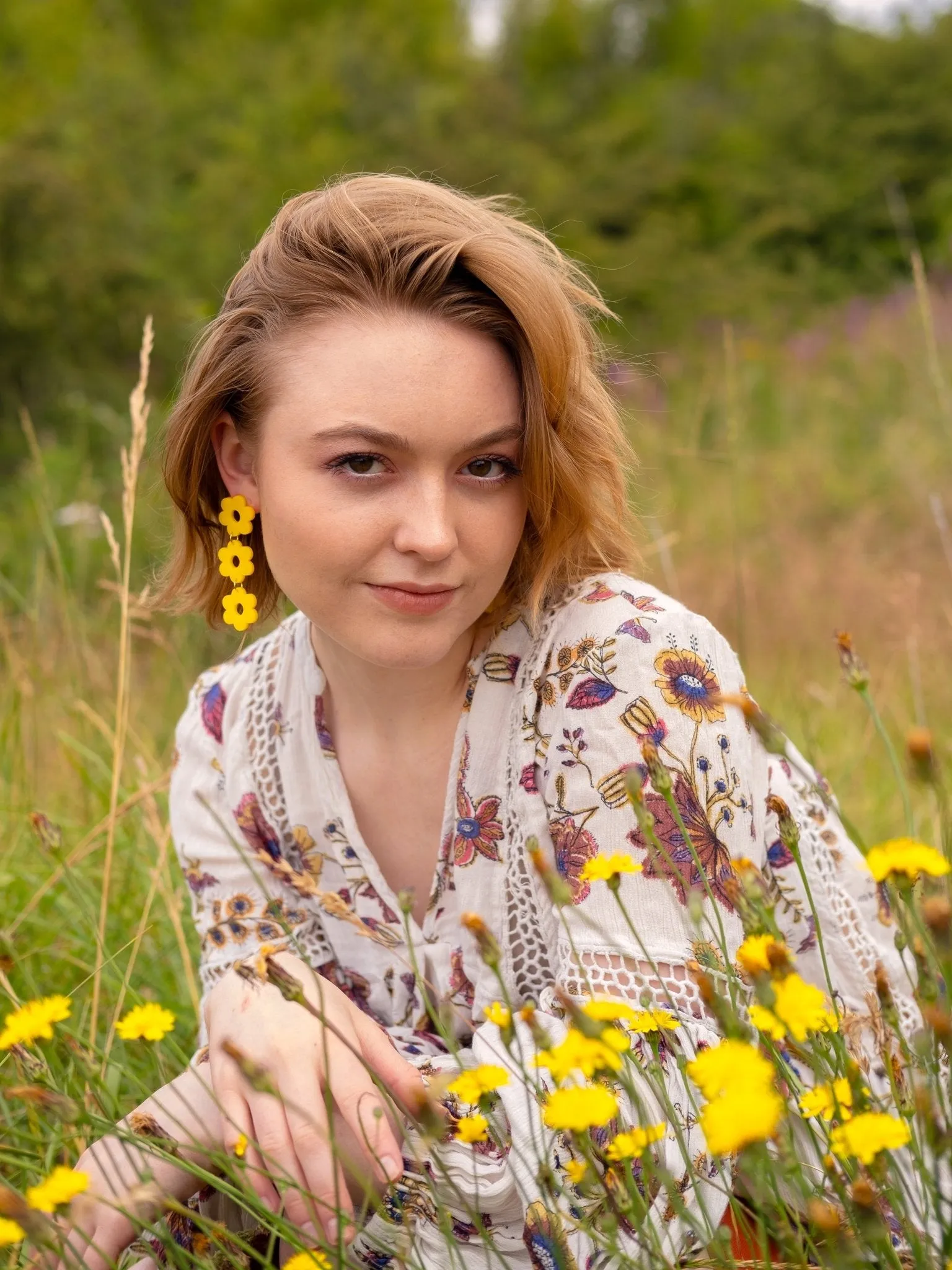 Daisy Chain Retro Earrings in Marigold