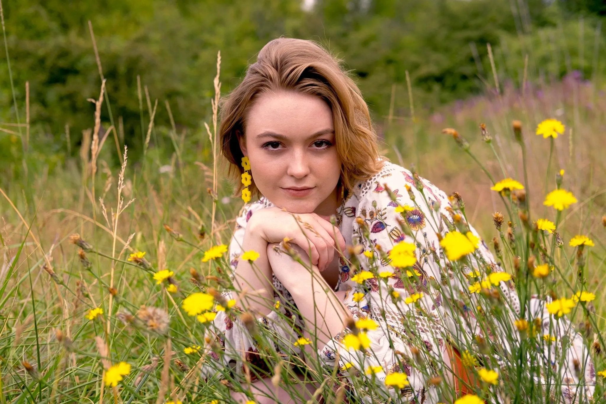 Daisy Chain Retro Earrings in Marigold