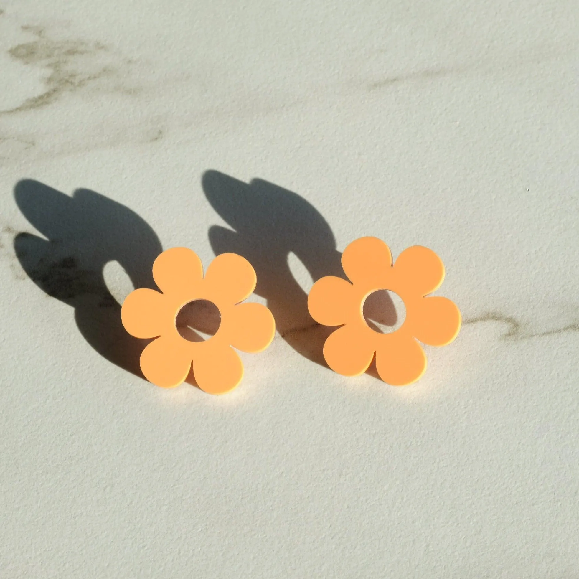 Daisy Earrings - Pastel Orange Acrylic Statement Studs