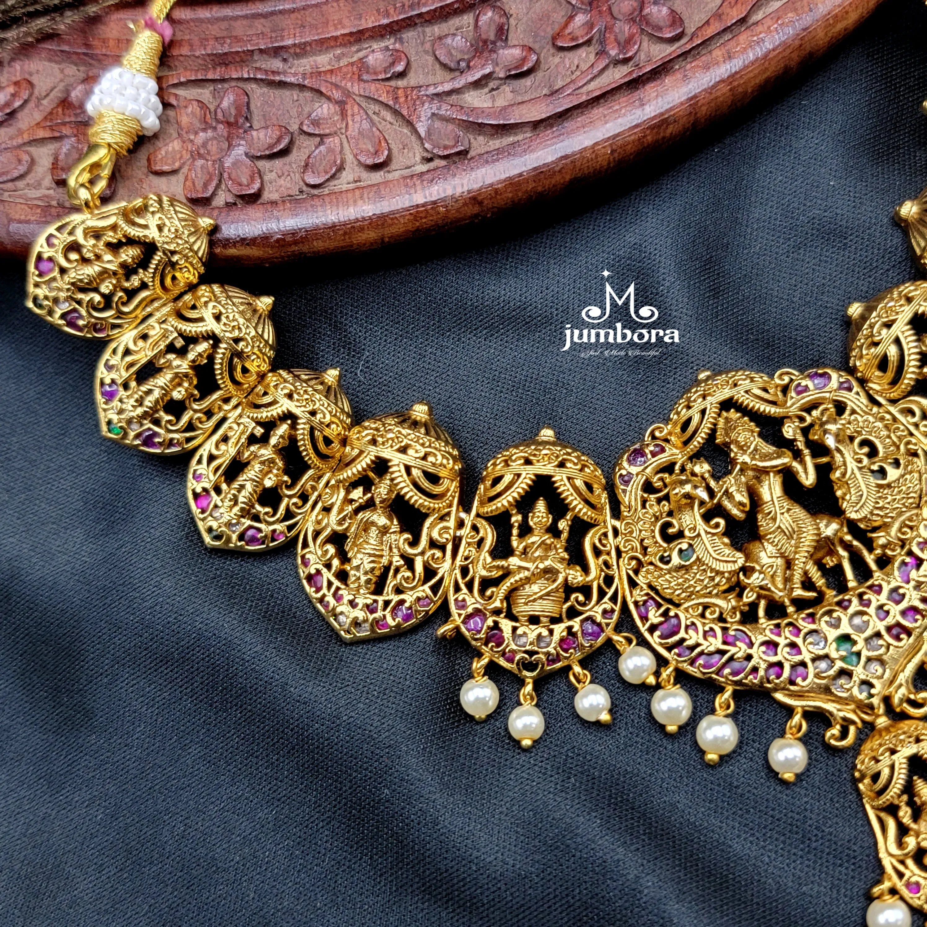 Dasavatharam Necklace Brass Temple Jewelry Set