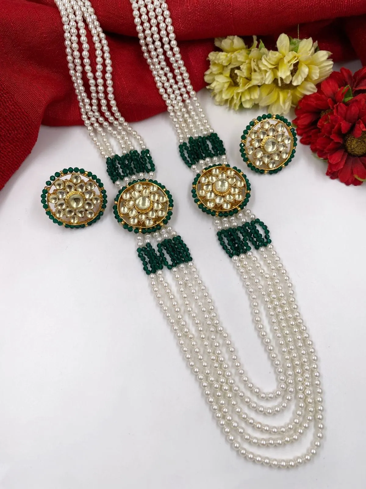 Designer Multi Layered Long Kundan And Pearl Necklace For Women By Gehna Shop